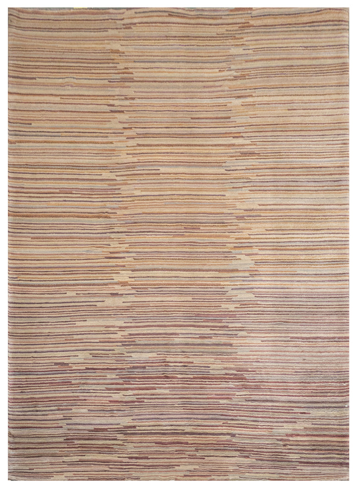Handknotted Carpet, DIA- 7047 MODERN LINEAR PATTERN, Desert Sand, Café Au Lait Mix