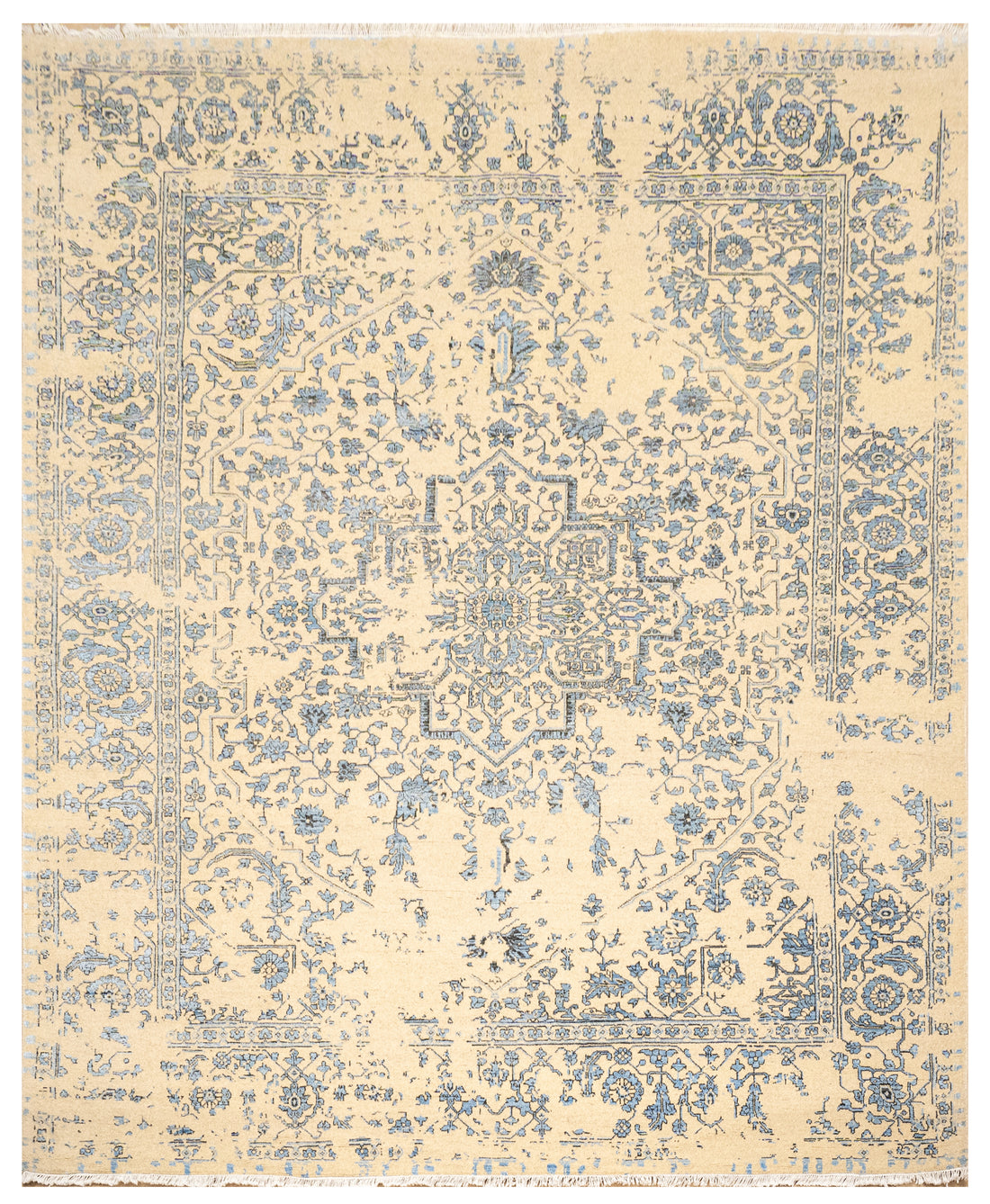 Handknotted Carpet, DIA: 818 SERAPI, Wheat & Blue Yonder