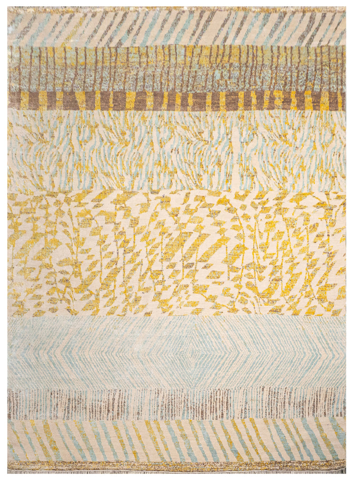 Handknotted Carpet, DIA- 920 N-193, Dark Vanilla, Orange-Yellow & Jet Stream