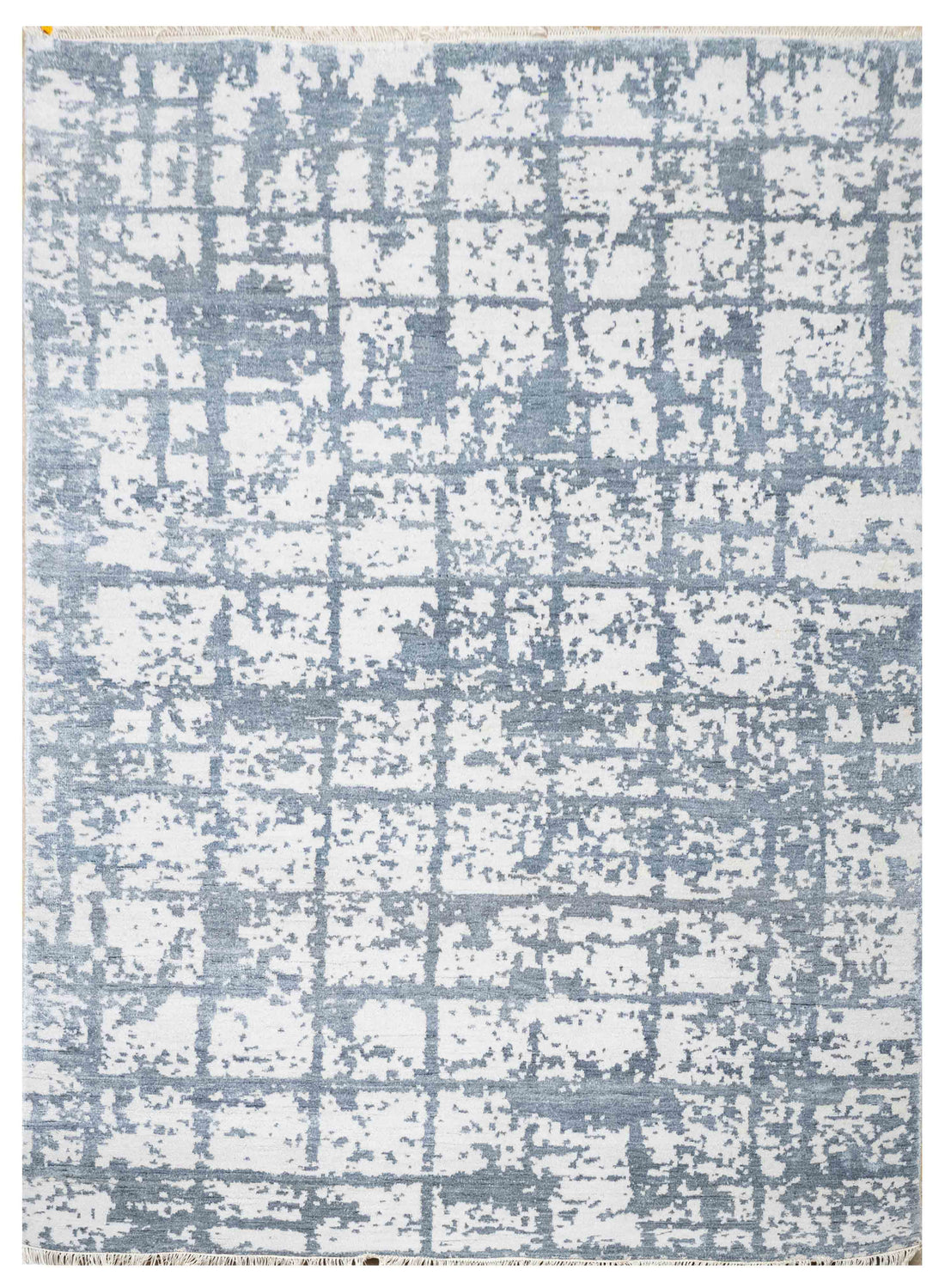 Handknotted Carpet, DIA- 975 CHECK, Platinum & AuroMetalSaurus