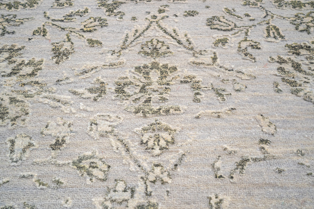 Modern Erased Handknotted Carpet DIA - 0015 M29 Chinese Silver, Shadow & Bone