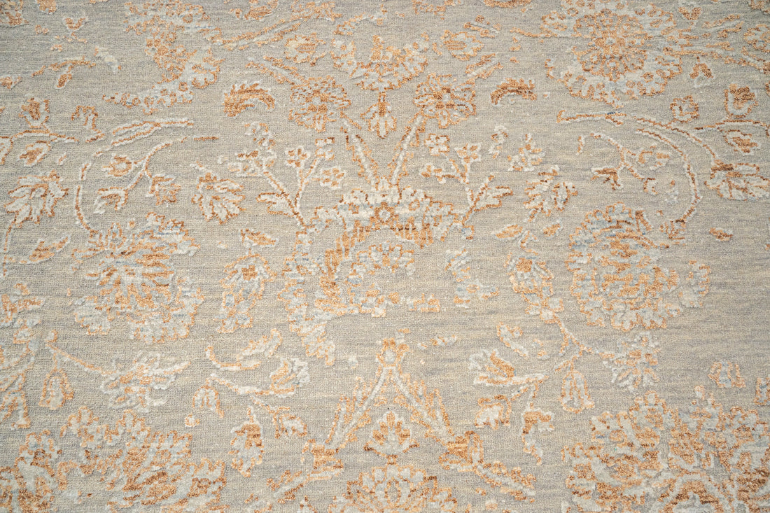 Modern Erased Handknotted Carpet DIA - 0013 M29  Dark Gray & Deer