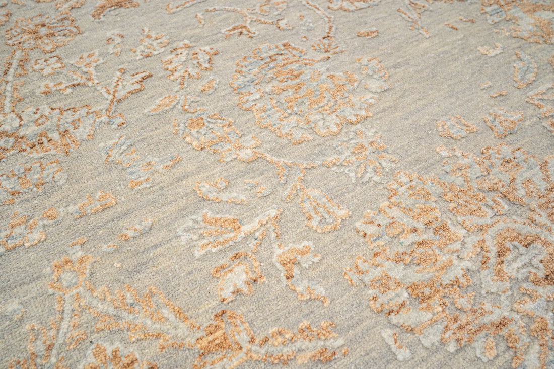 Modern Erased Handknotted Carpet DIA - 0013 M29  Dark Gray & Deer