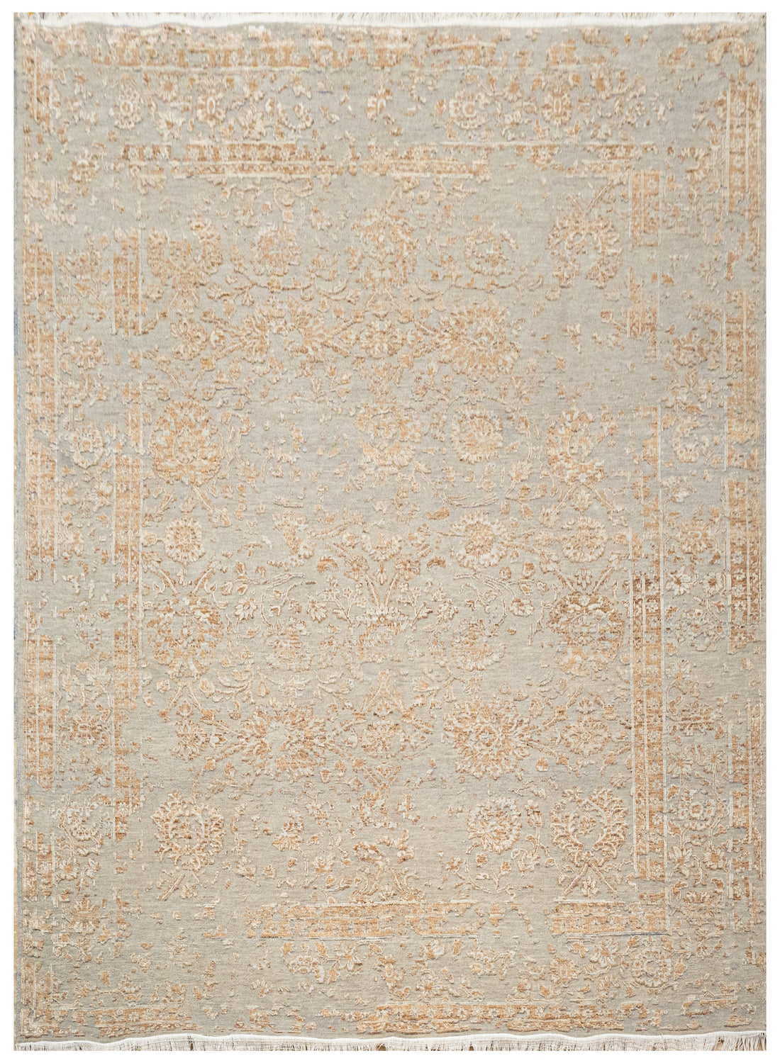 Modern Erased Handknotted Carpet DIA - 0013 M29  Dark Gray & Deer