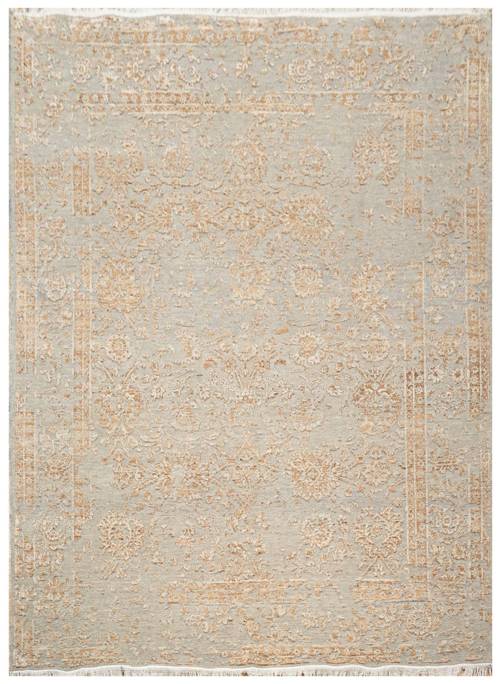 Modern Erased Handknotted Carpet DIA - 0013 M29  Dark Gray & Deer