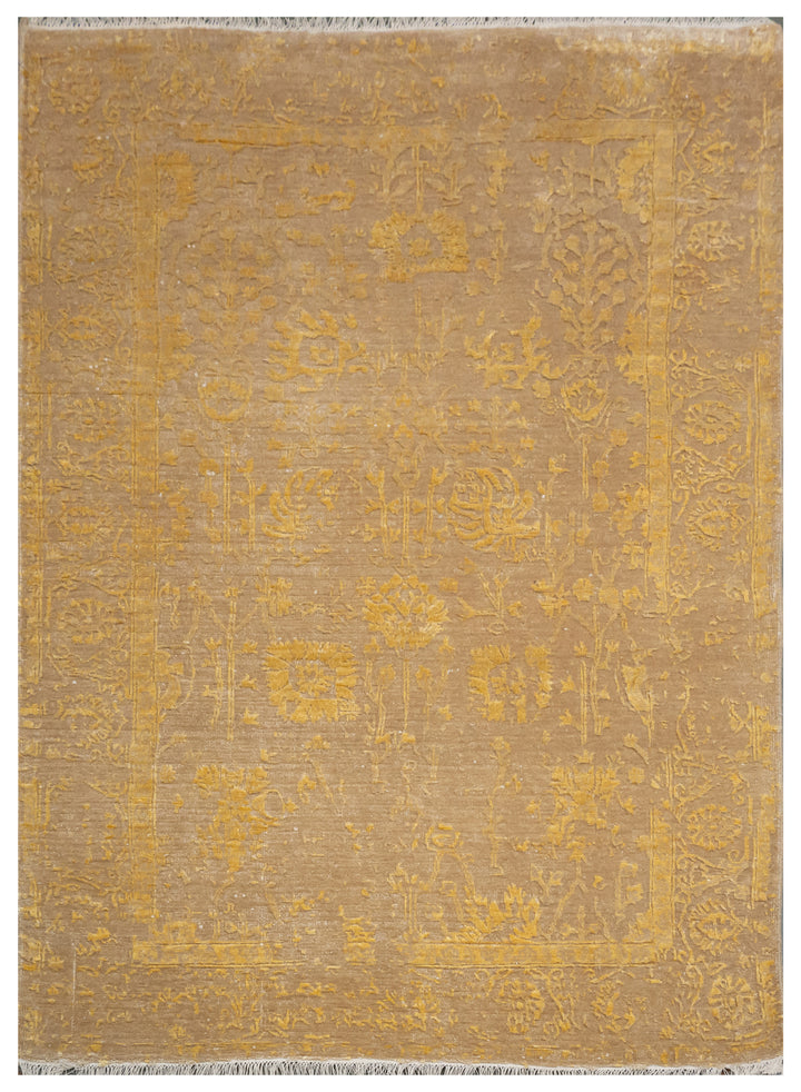 Handknotted Rug  DIA- 10 VASE 3 Bronze & Gold