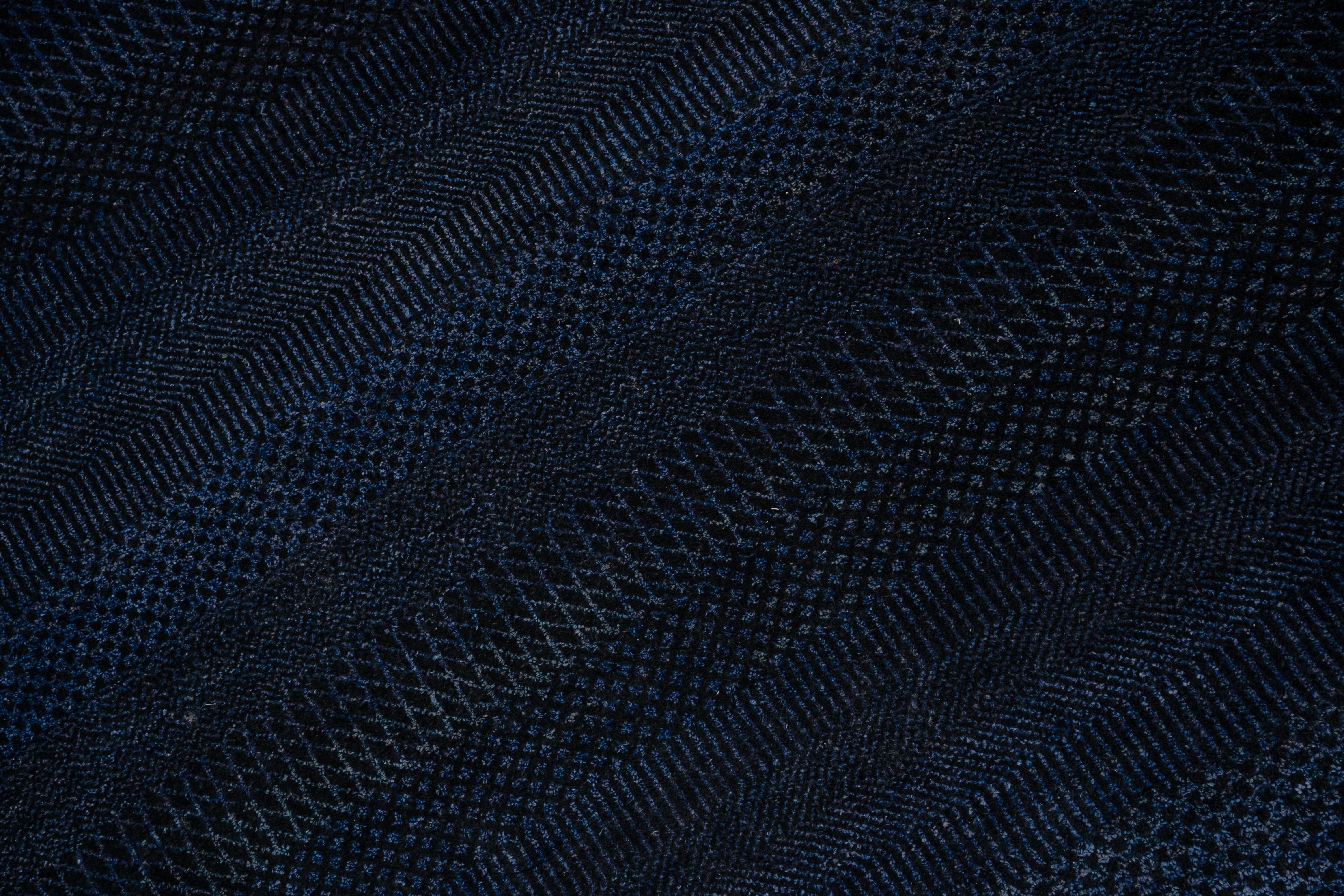 Handknotted Carpet DIA- 1008 MCN, Deep  Eerie Black & Indigo
