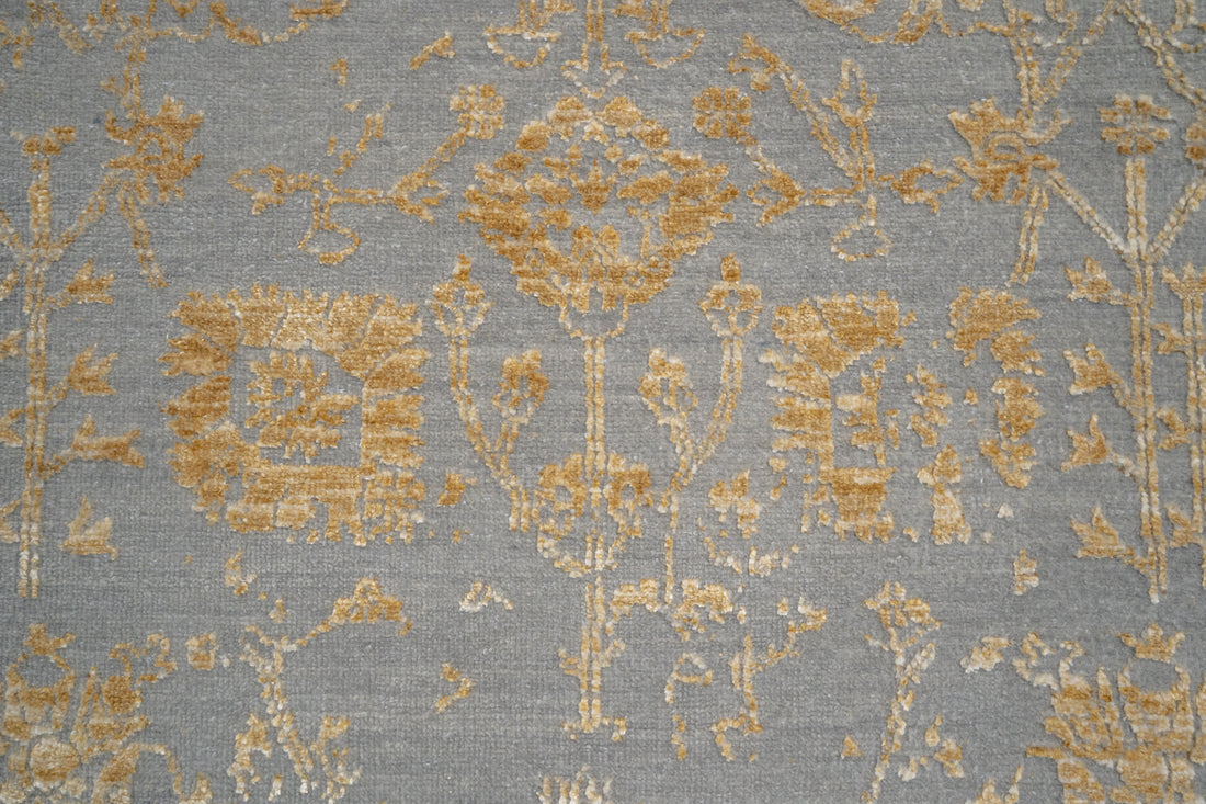 Handknotted Rug  DIA- 1038 VASE 3 Philippine Gray & Aztec Gold
