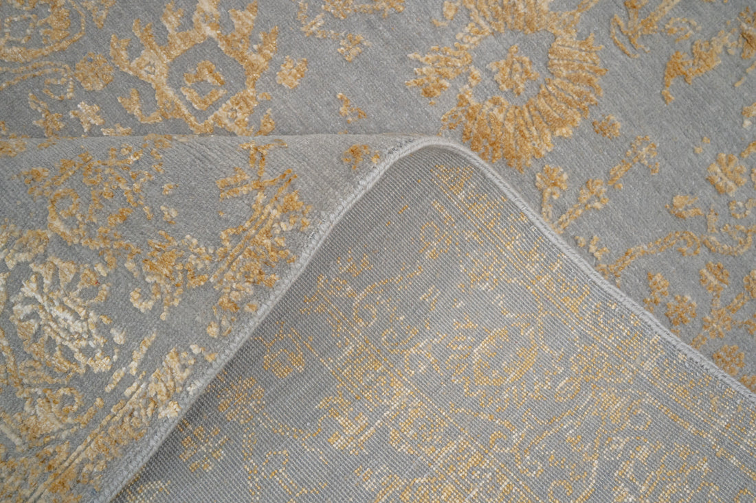 Handknotted Rug  DIA- 1038 VASE 3 Philippine Gray & Aztec Gold