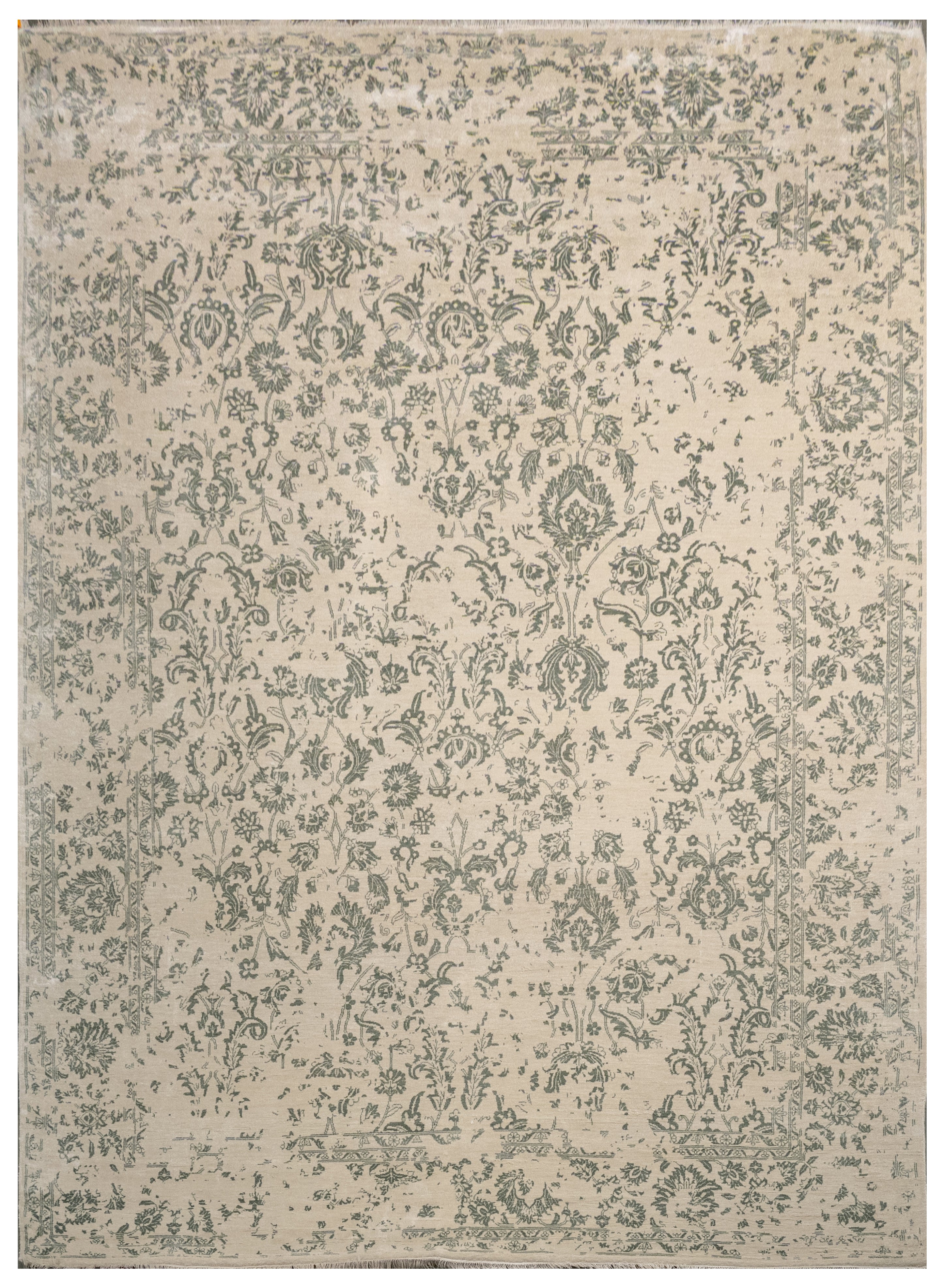 Handknotted Carpet, DIA- 1054 M-28, Ivory & Dark Silver