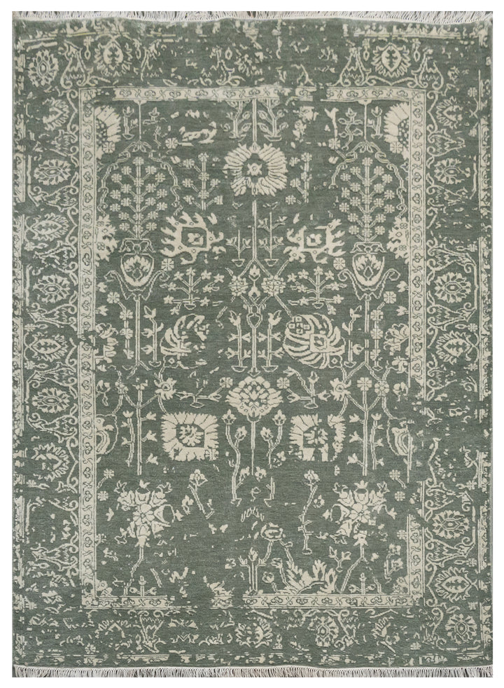 Handknotted Rug  DIA- 1060 VASE 3 Granite Gray & Pastel Gray