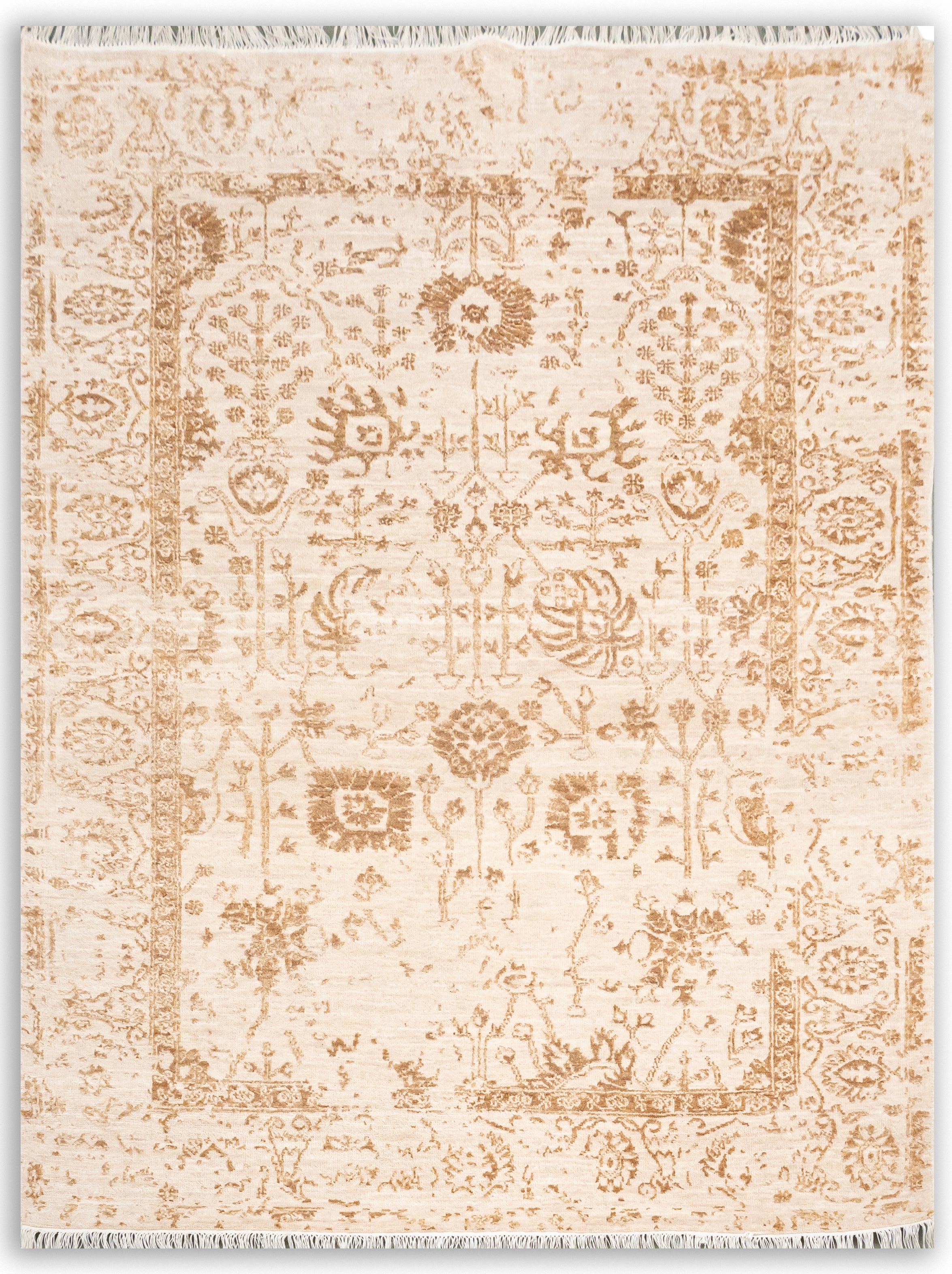 HANDKNOTTED RUG DIA- 1061 VASE 3, Ivory & Gold