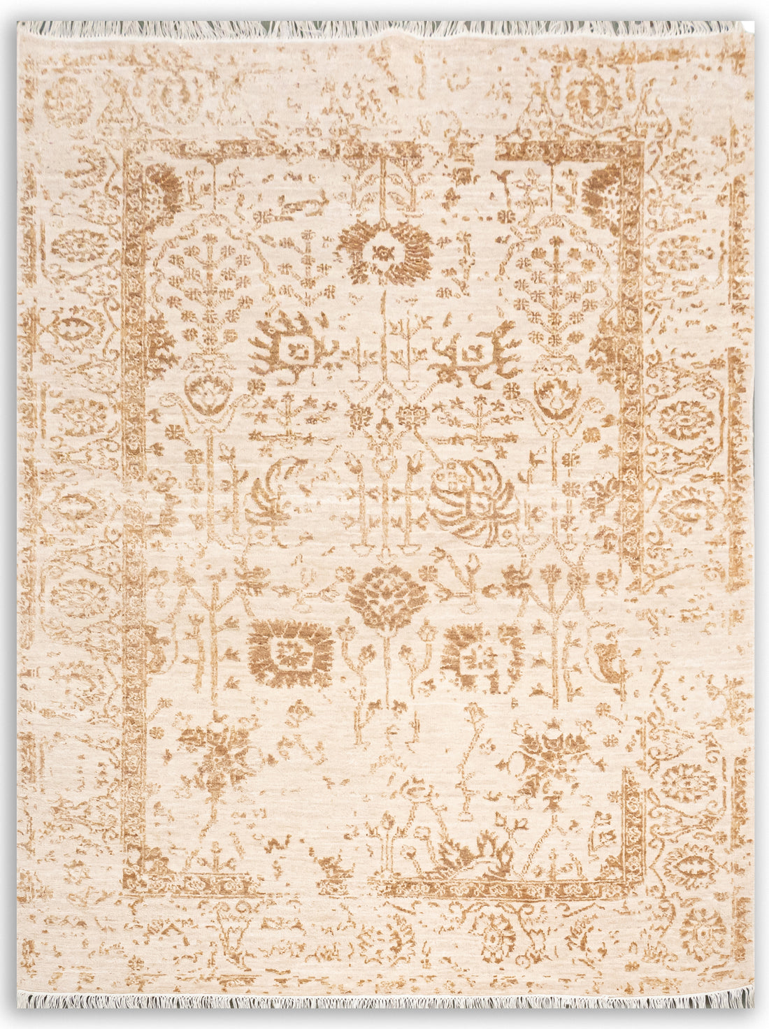 HANDKNOTTED RUG DIA- 1061 VASE 3, Ivory & Gold