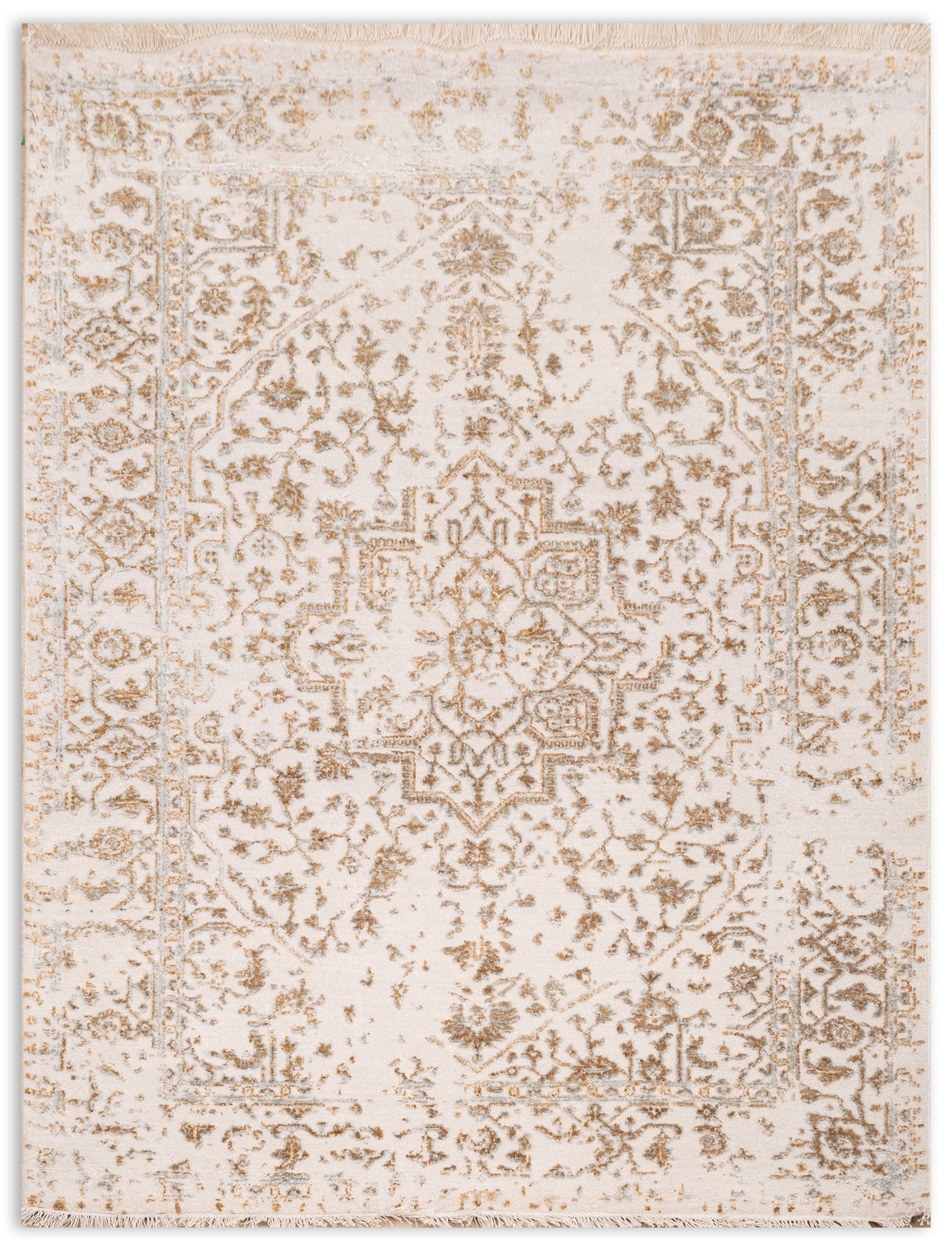 Handknotted Carpet DIA- 1069 SERAPI, Bone, Deer & Grullo
