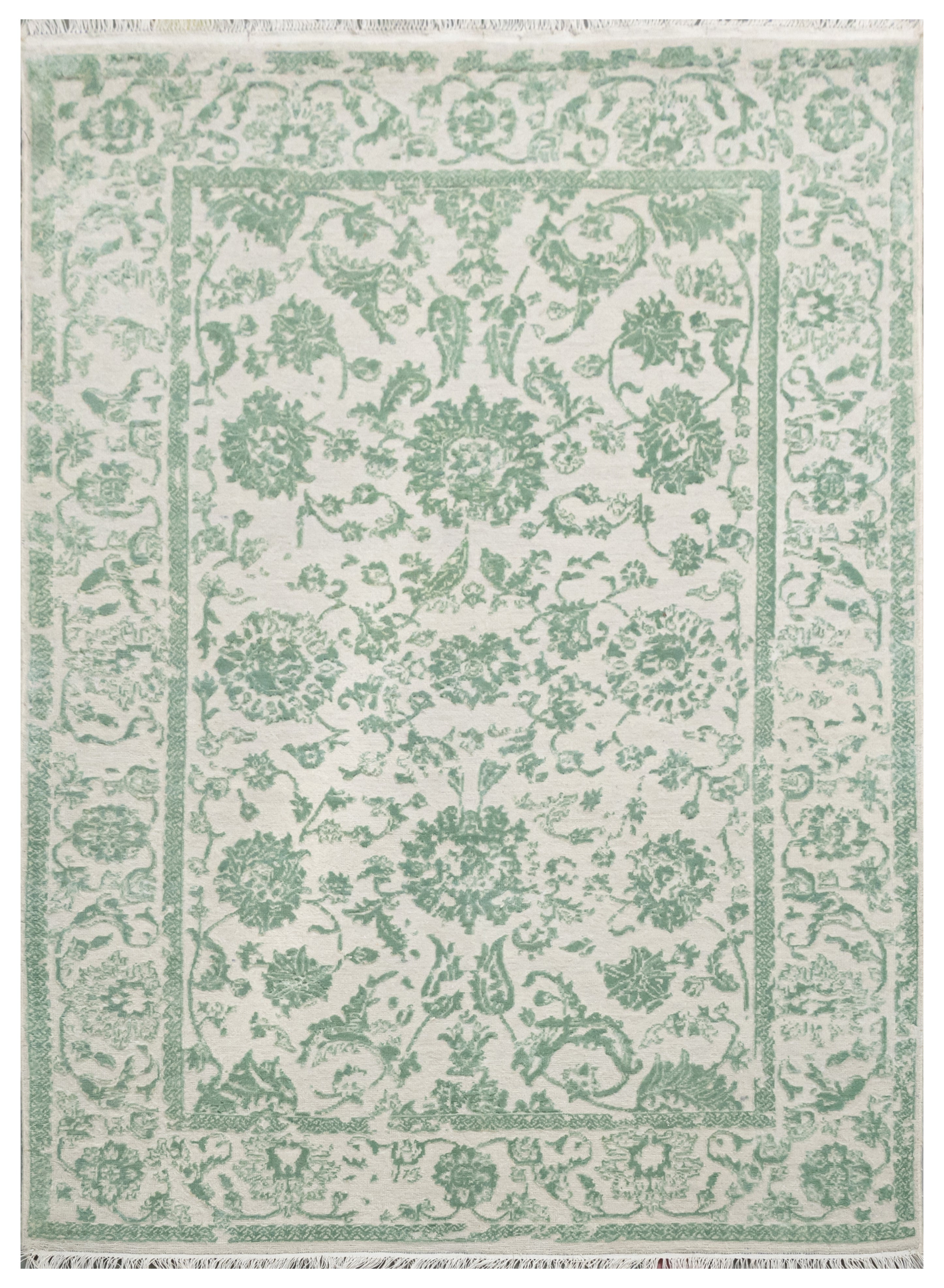 Handknotted Rug  DIA- 1076 JKA White Coffee & Morning Blue