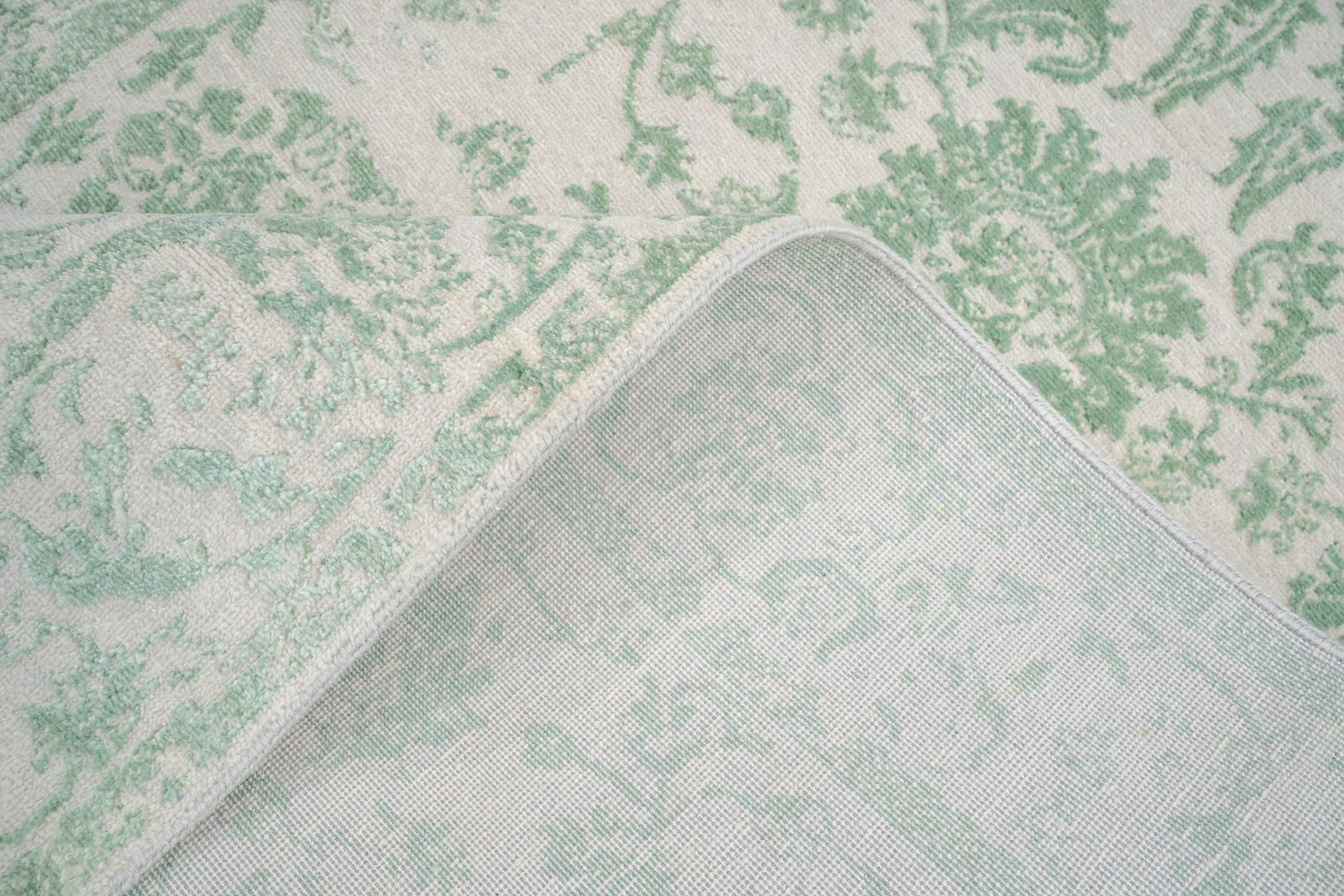 Handknotted Rug  DIA- 1076 JKA White Coffee & Morning Blue