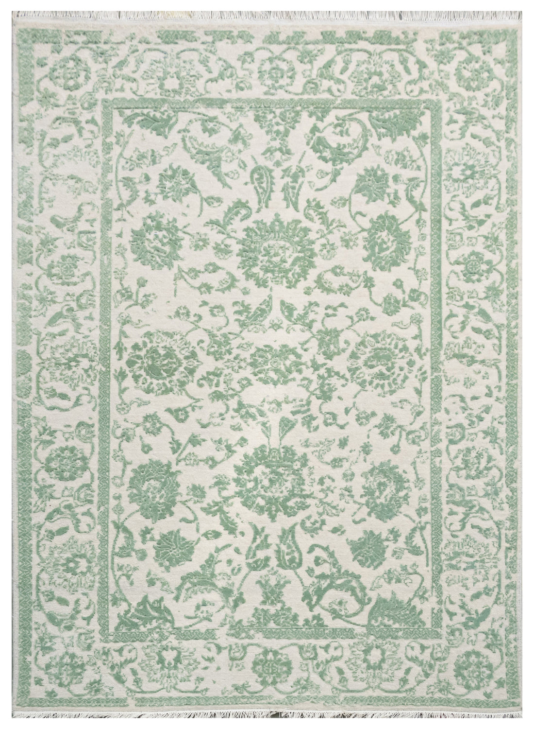 Handknotted Rug  DIA- 1076 JKA White Coffee & Morning Blue
