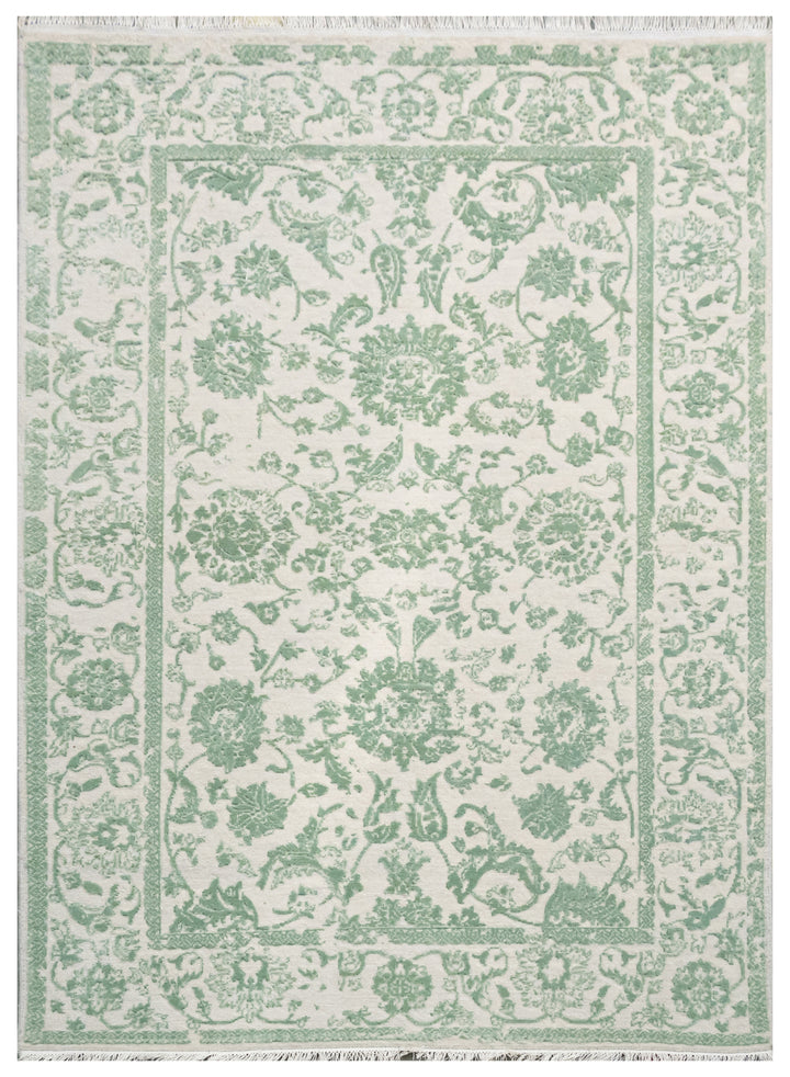 Handknotted Rug  DIA- 1076 JKA White Coffee & Morning Blue
