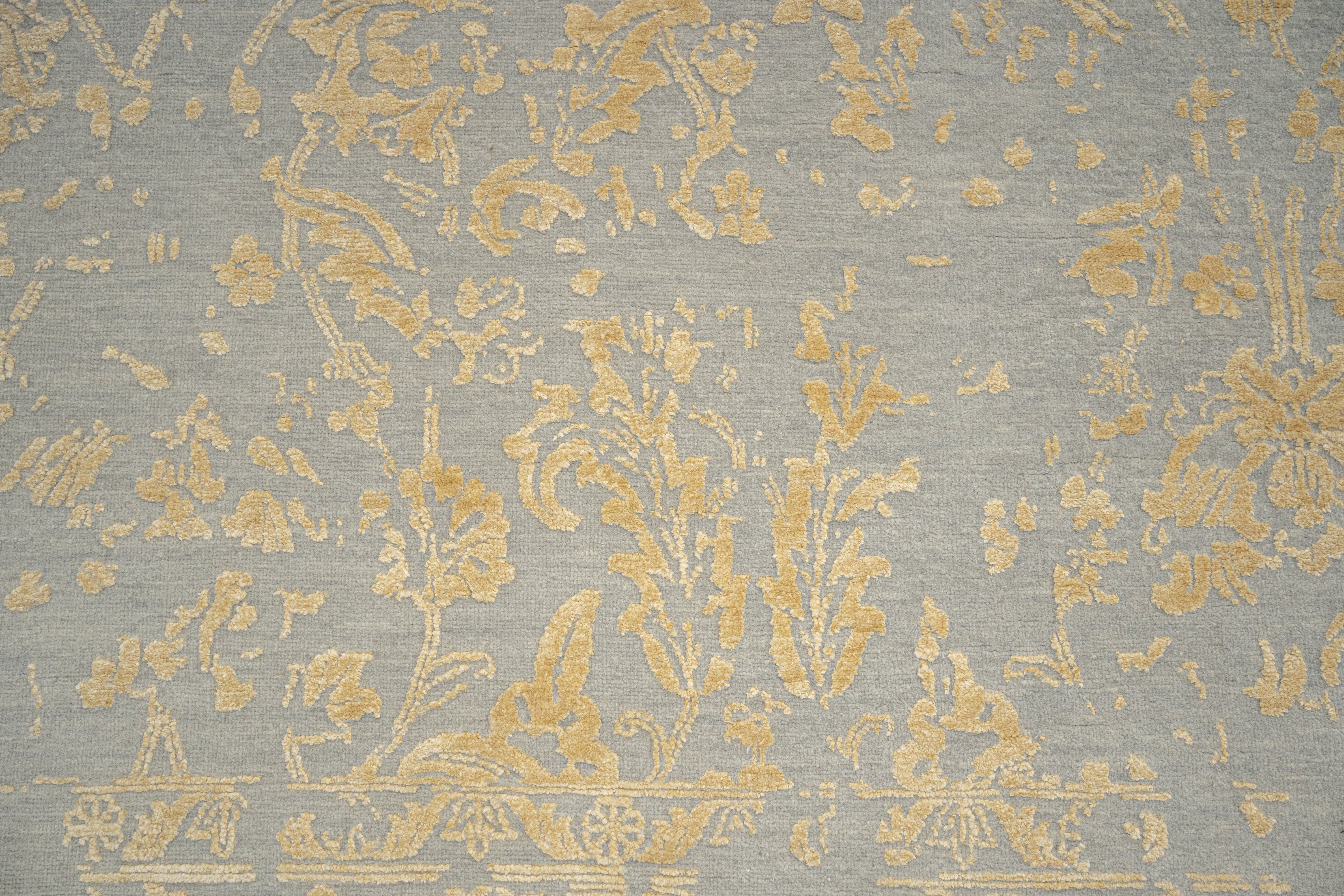 Handknotted Carpet, DIA:- 1127 DC-M28, Silver & Gold