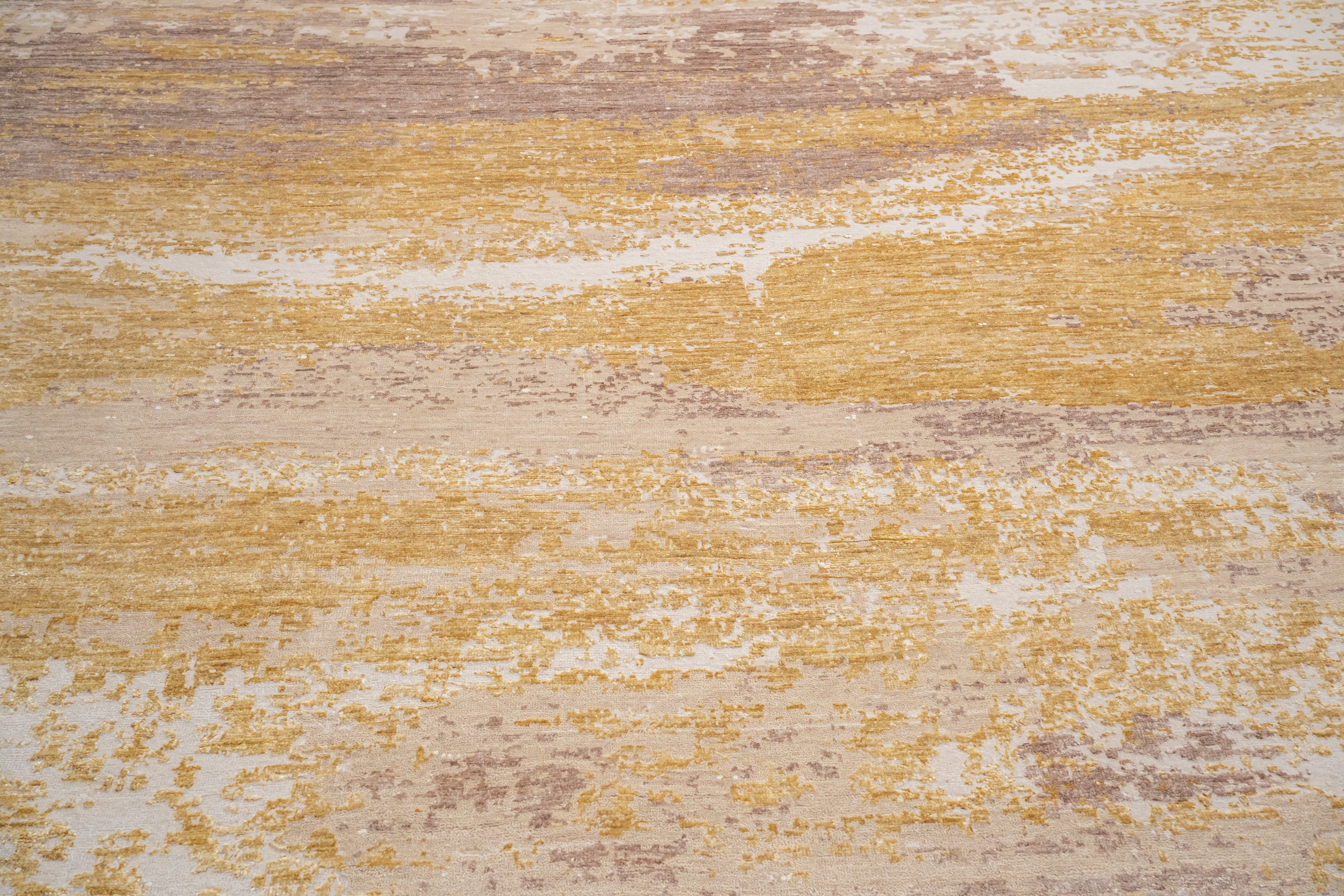 Abstract Handknotted Carpet  DIA- 116 GALAXY FLOOR,  Desert Sand, White Coffee, Beaver & Light French Beige