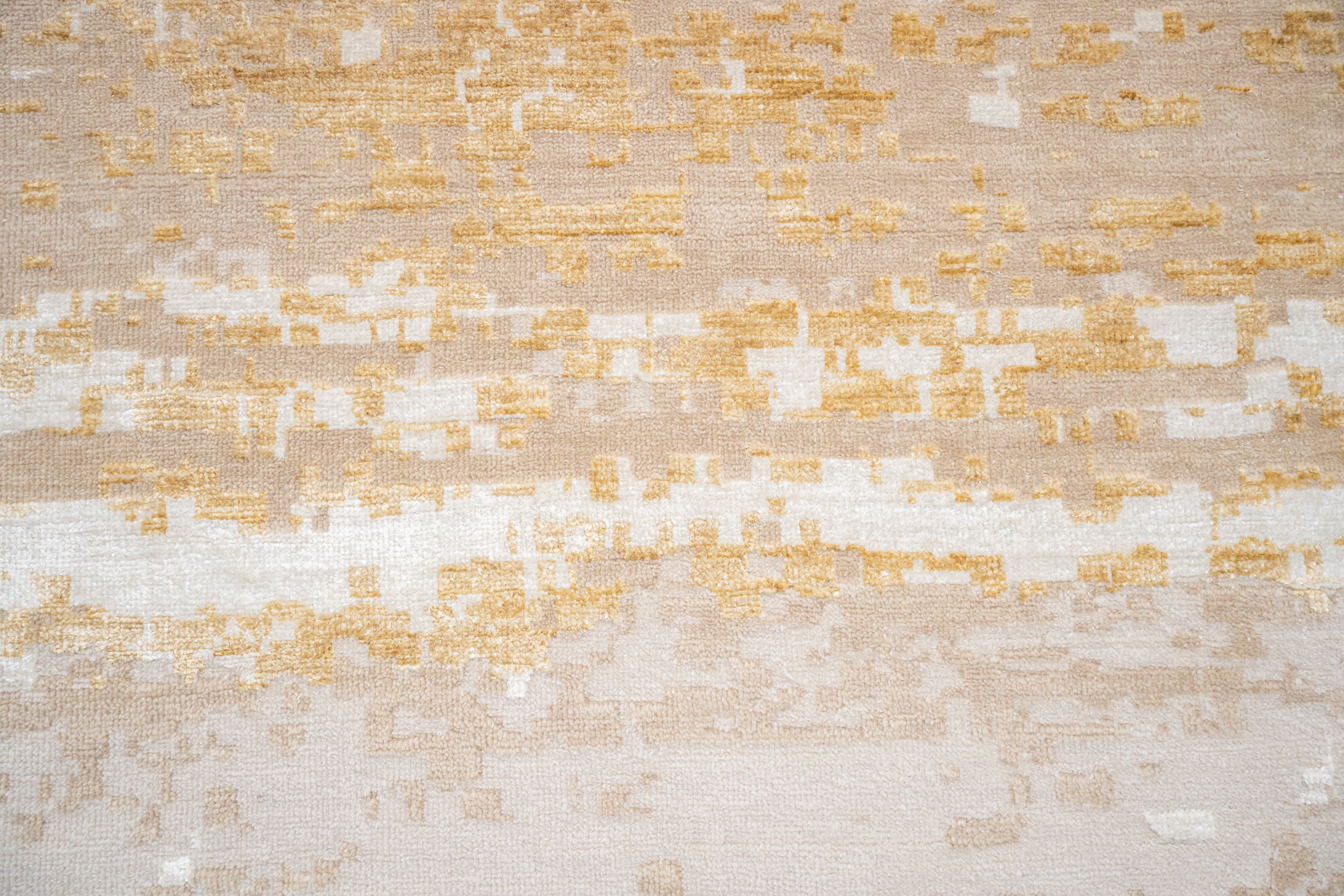 Abstract Handknotted Carpet  DIA- 117 GALAXY 15,  Desert Sand, White Coffee & Light French Beige
