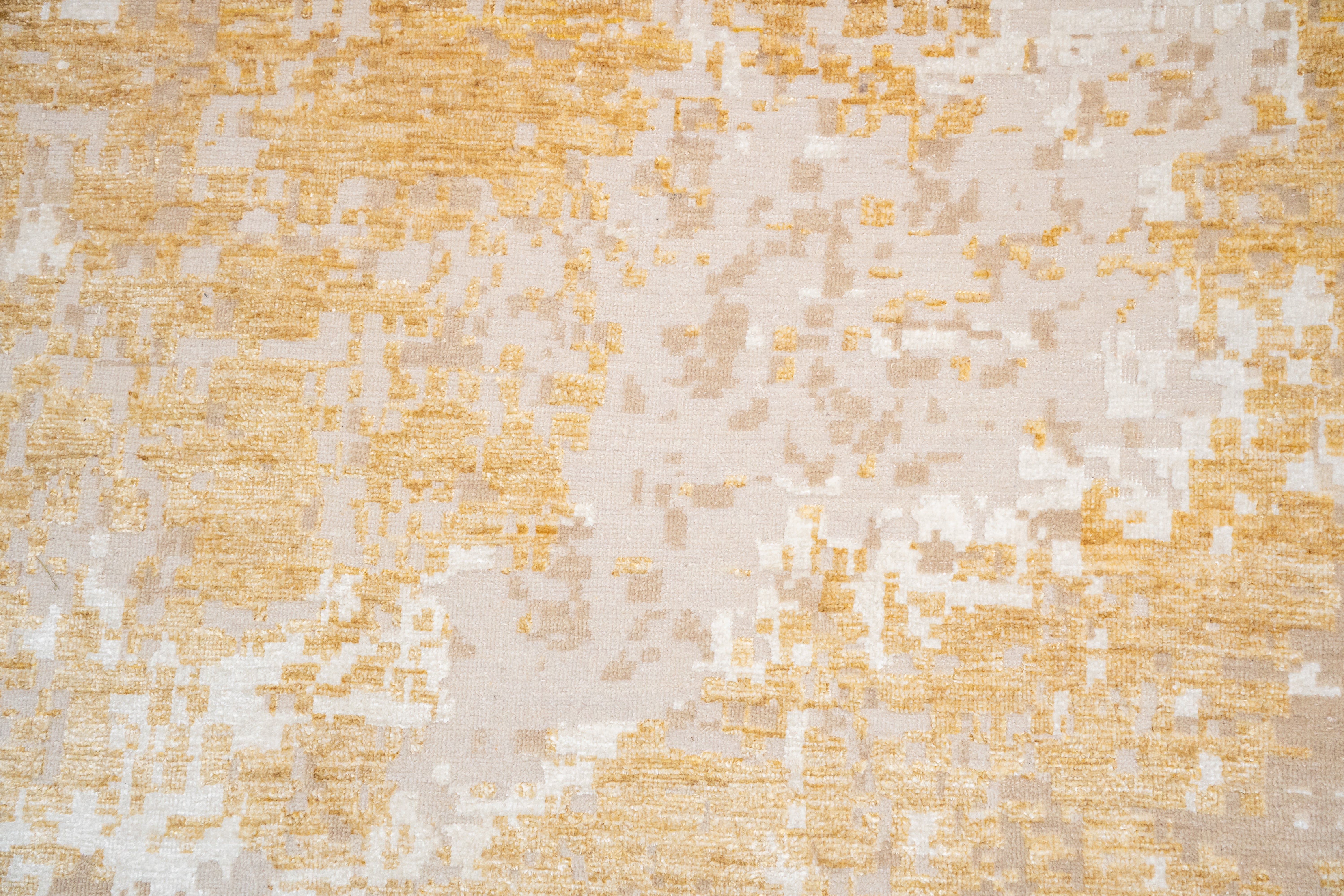 Abstract Handknotted Carpet  DIA- 117 GALAXY 15,  Desert Sand, White Coffee & Light French Beige