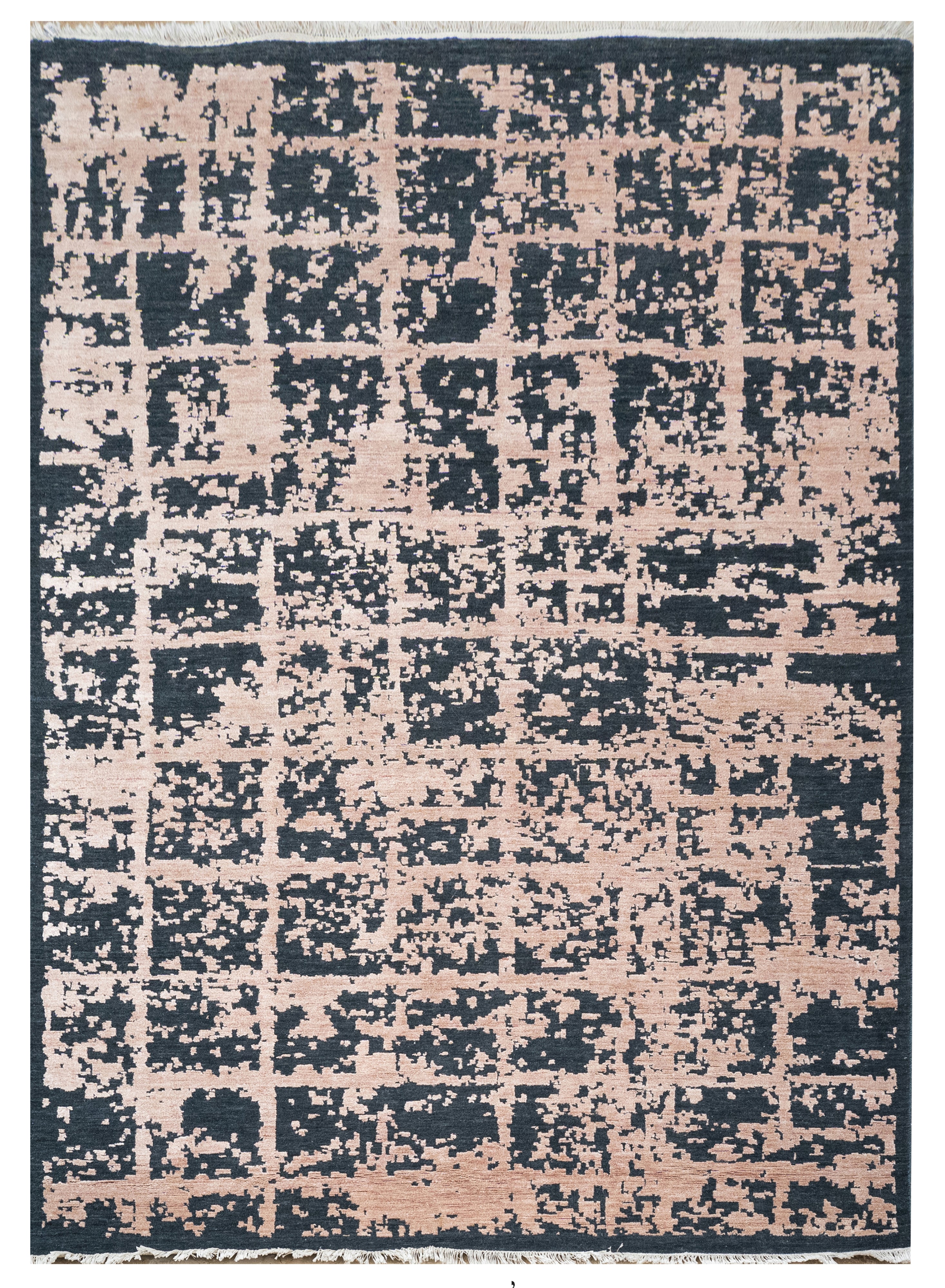 Abstract Design  Handknotted Carpet DIA- 117 GALAXY CHECK, Gunmetal & Pale Taupe