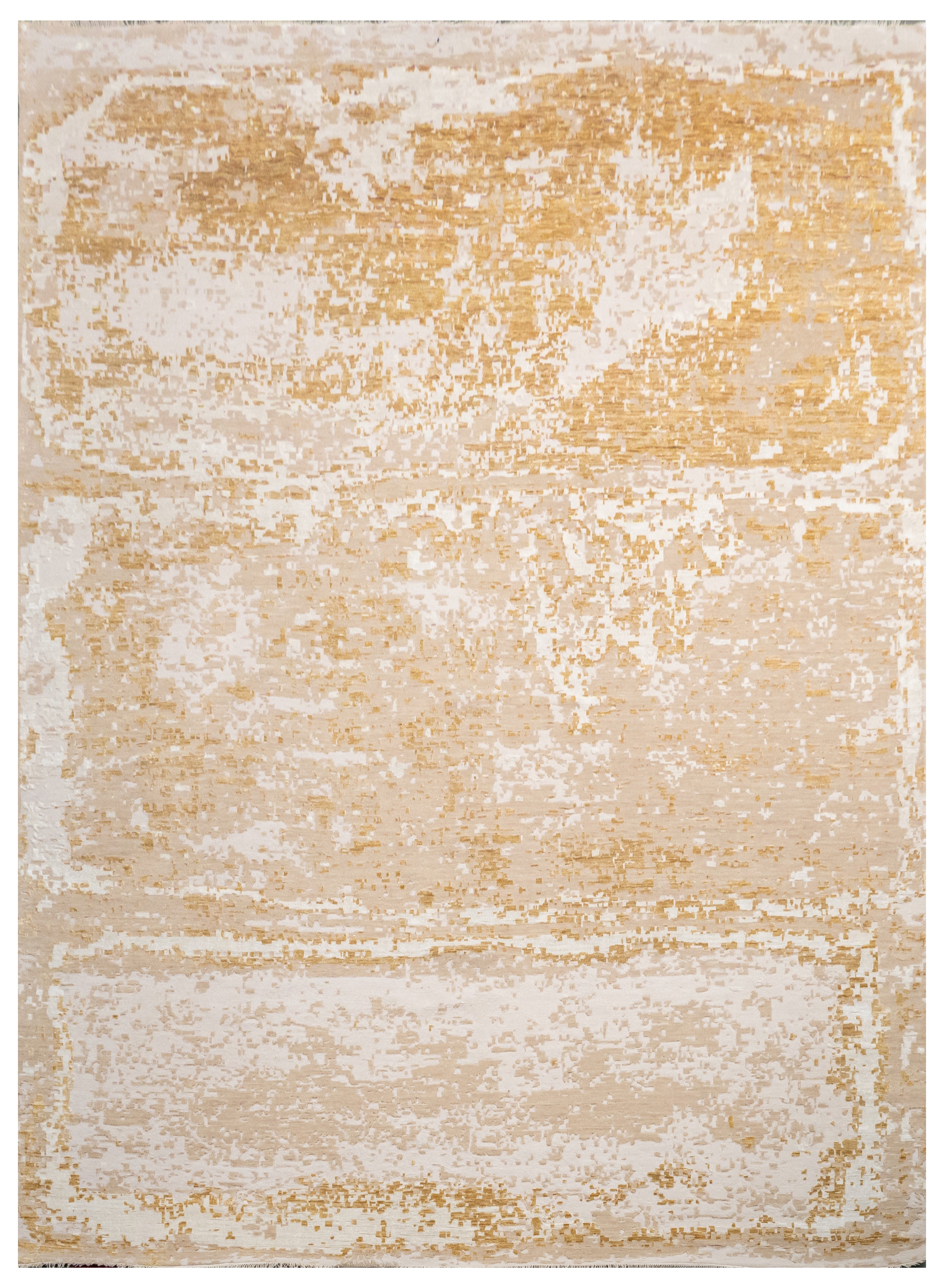 Abstract Handknotted Carpet  DIA- 117 GALAXY 15,  Desert Sand, White Coffee & Light French Beige