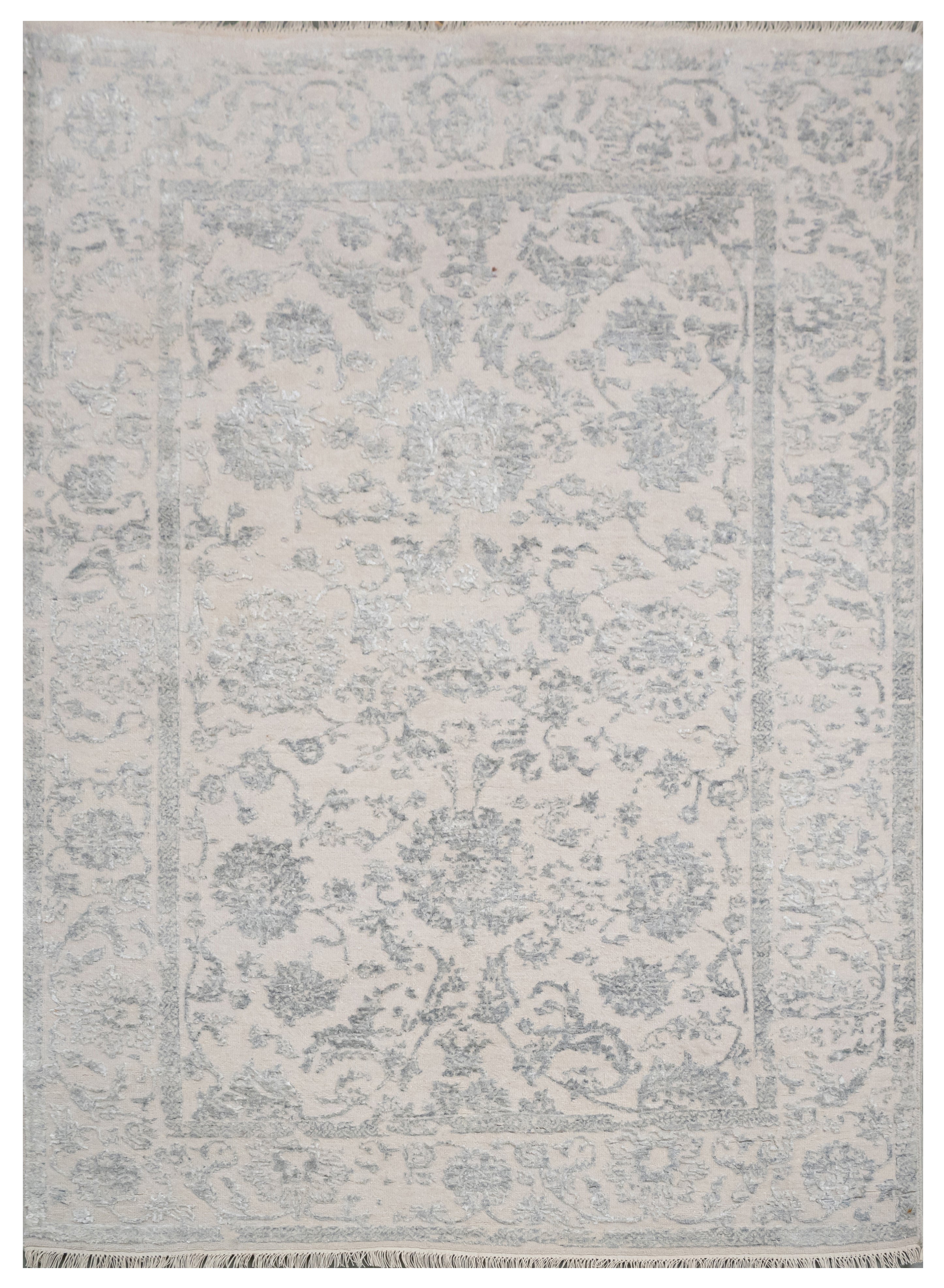 Handknotted Rug  DIA- 120 JK-A Pale Silver & Philippine Gray