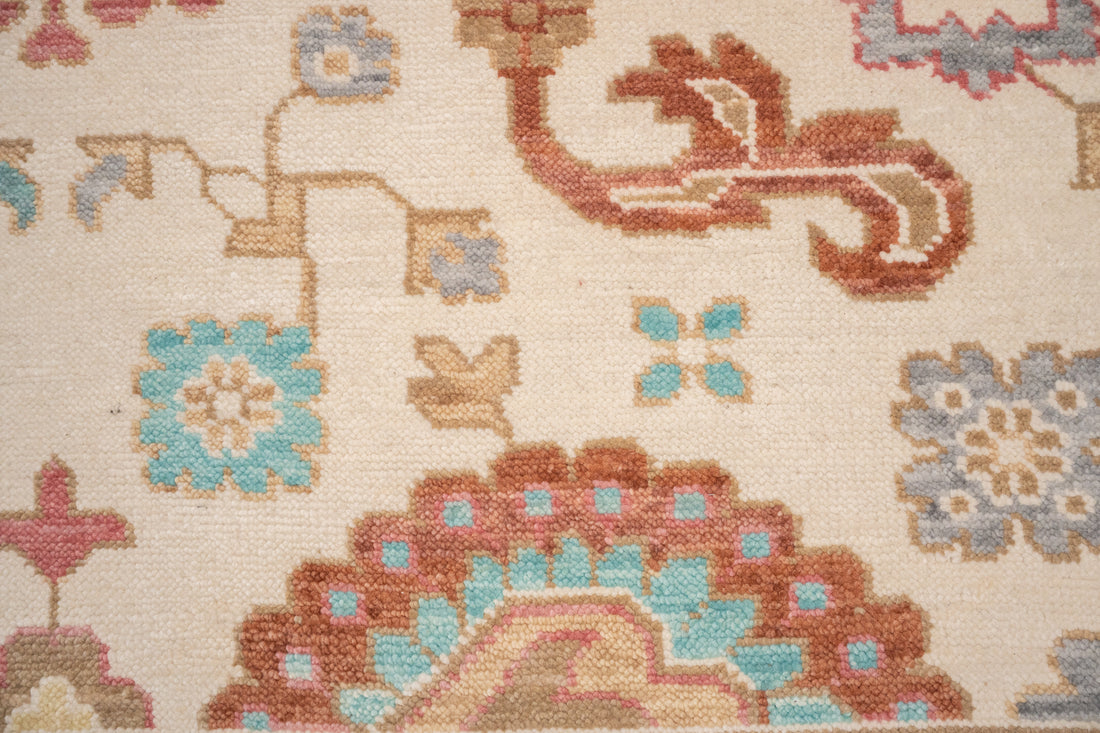 Handknotted Carpet, DIA- 13 OUSHAK, Almond, Brown, Green Sheen & Taupe