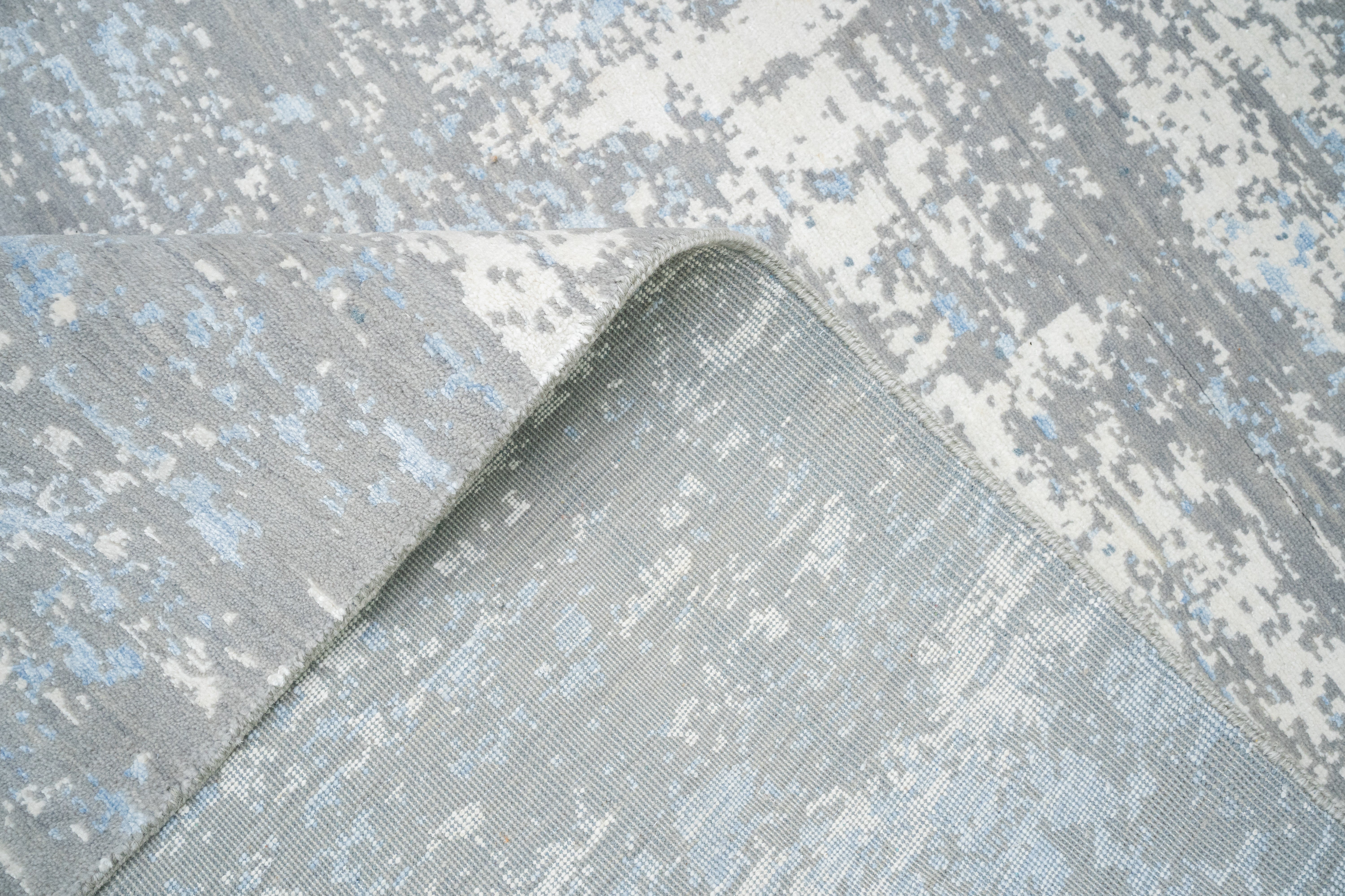 Abstract Design  Handknotted Carpet DIA- 1329 GALAXY 23, Chinese White, Argent & Cadet Blue