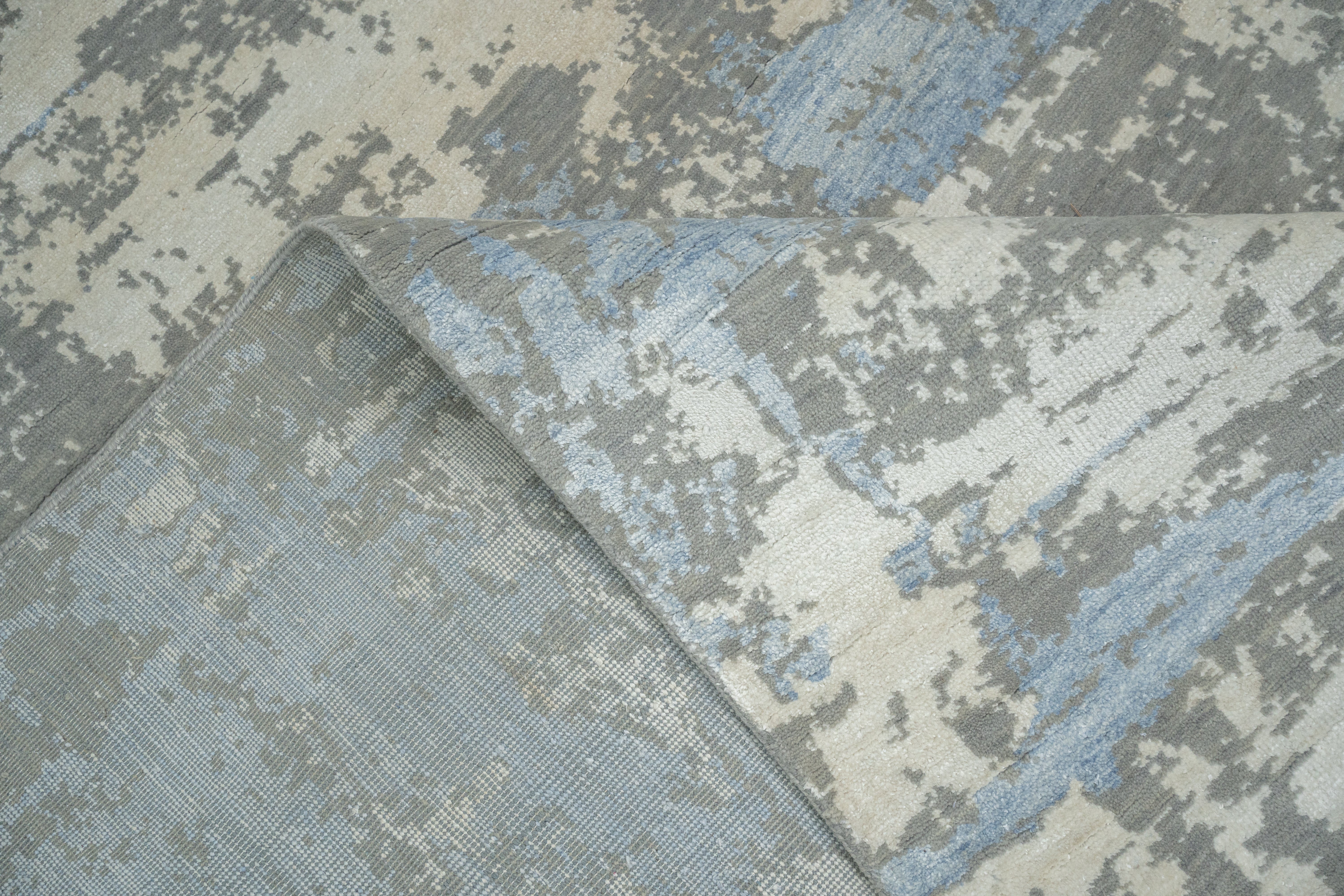 Abstract Handknotted Carpet DIA- 1331 GALAXY 23, Pastel Gray, Cool Grey & Spanish Gray