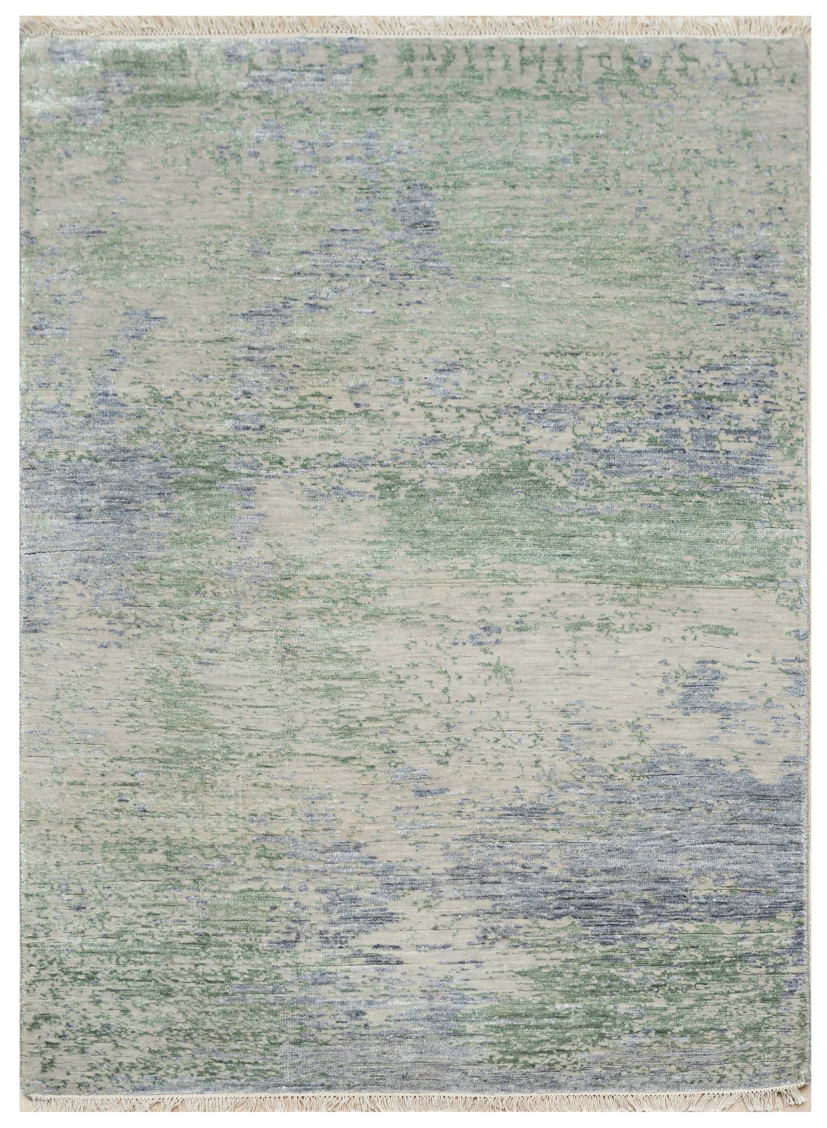 Abstract Handknotted Carpet DIA: 1333 VASE 3, Dolphin Gray, Silver Foil & Stormcloud