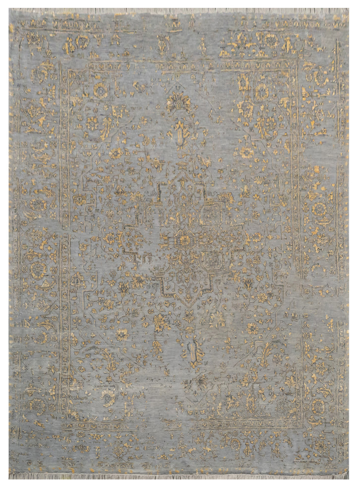 Handknotted Rug DIA- 1367 SERAPI Old Silver & Brown Yellow