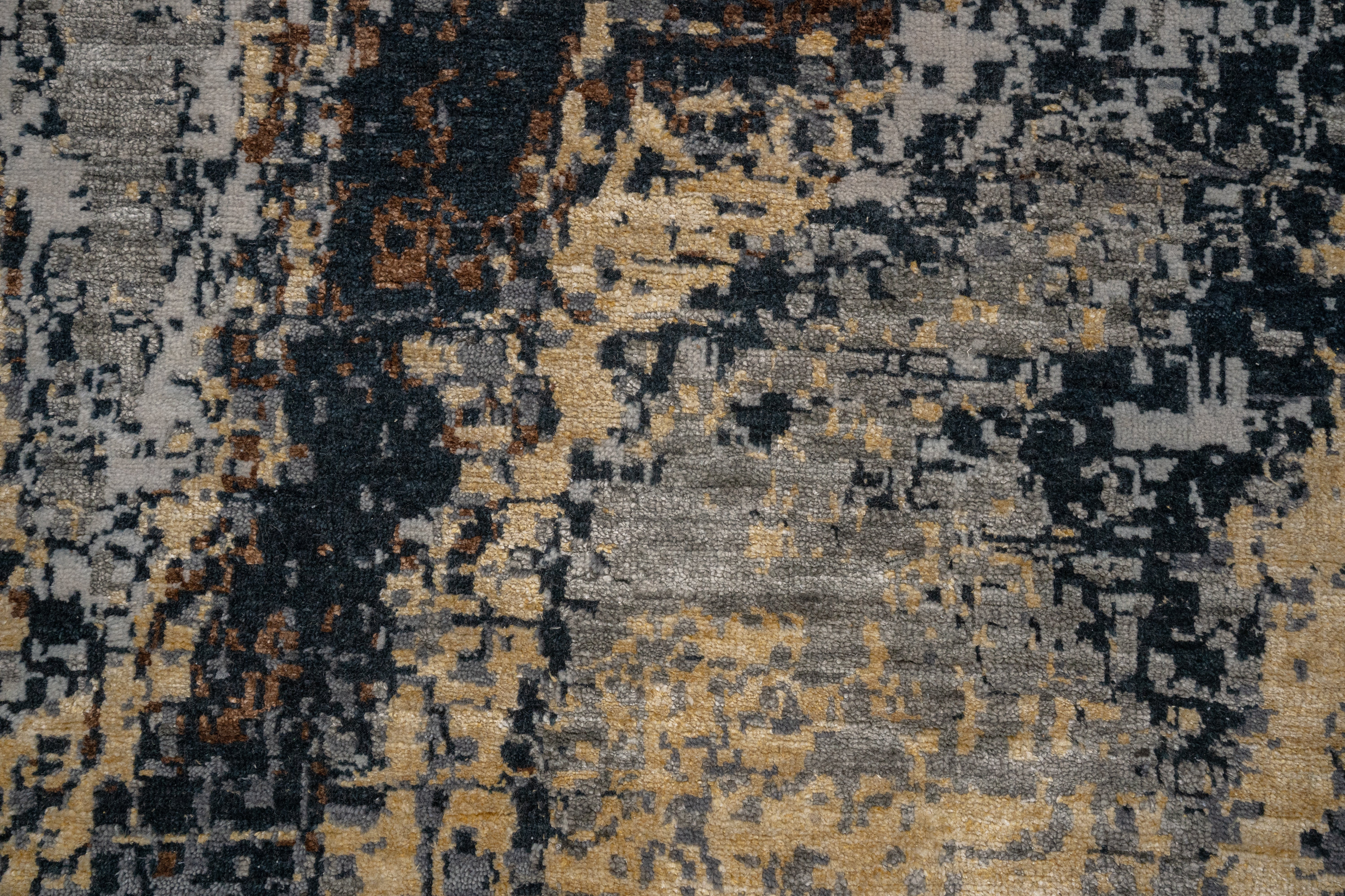 Abstract Design  Handknotted Carpet DIA- 1374 GALAXY 22,  J. Blue, Silver & Brown