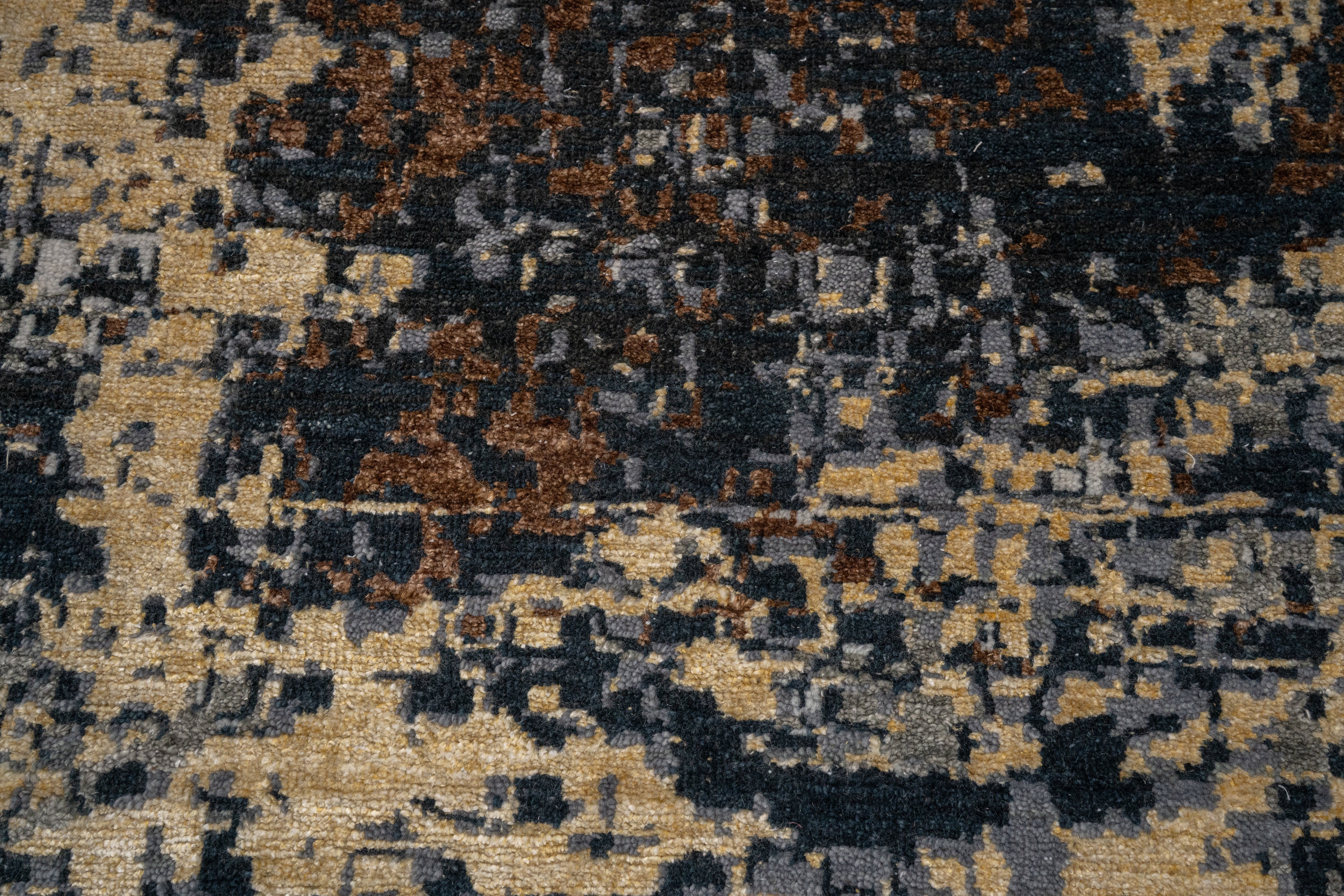 Abstract Design  Handknotted Carpet DIA- 1374 GALAXY 22,  J. Blue, Silver & Brown