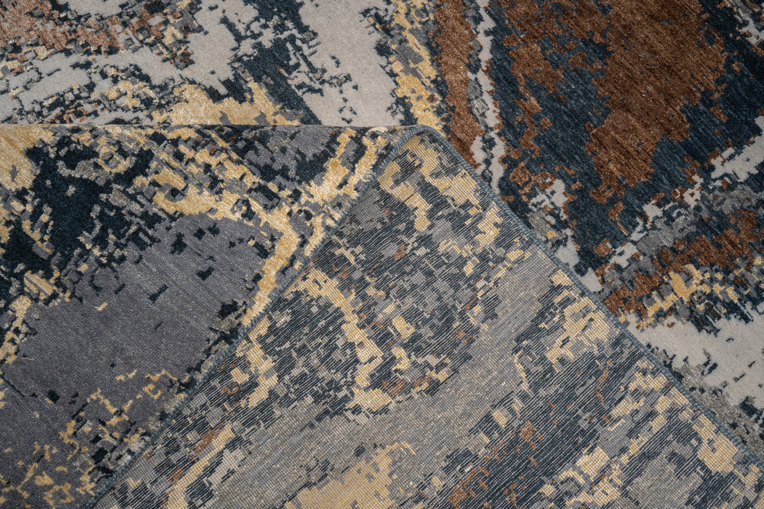 Abstract Design  Handknotted Carpet DIA- 1374 GALAXY 22,  J. Blue, Silver & Brown
