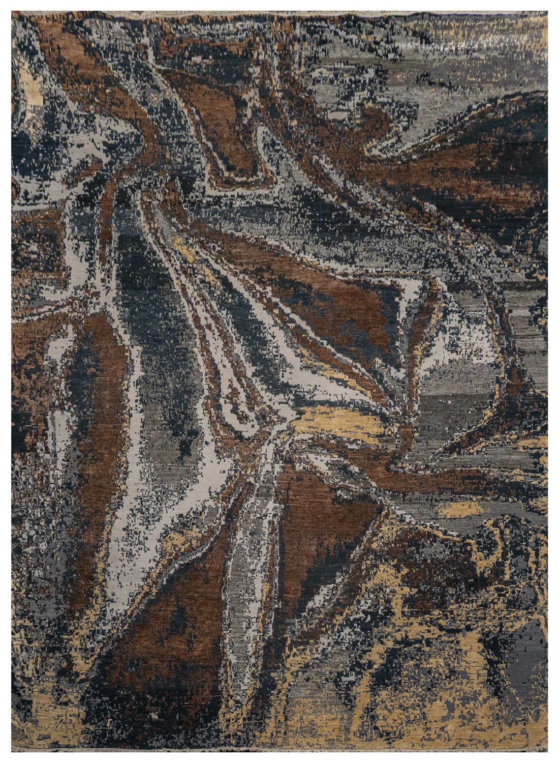 Abstract Design  Handknotted Carpet DIA- 1374 GALAXY 22,  J. Blue, Silver & Brown