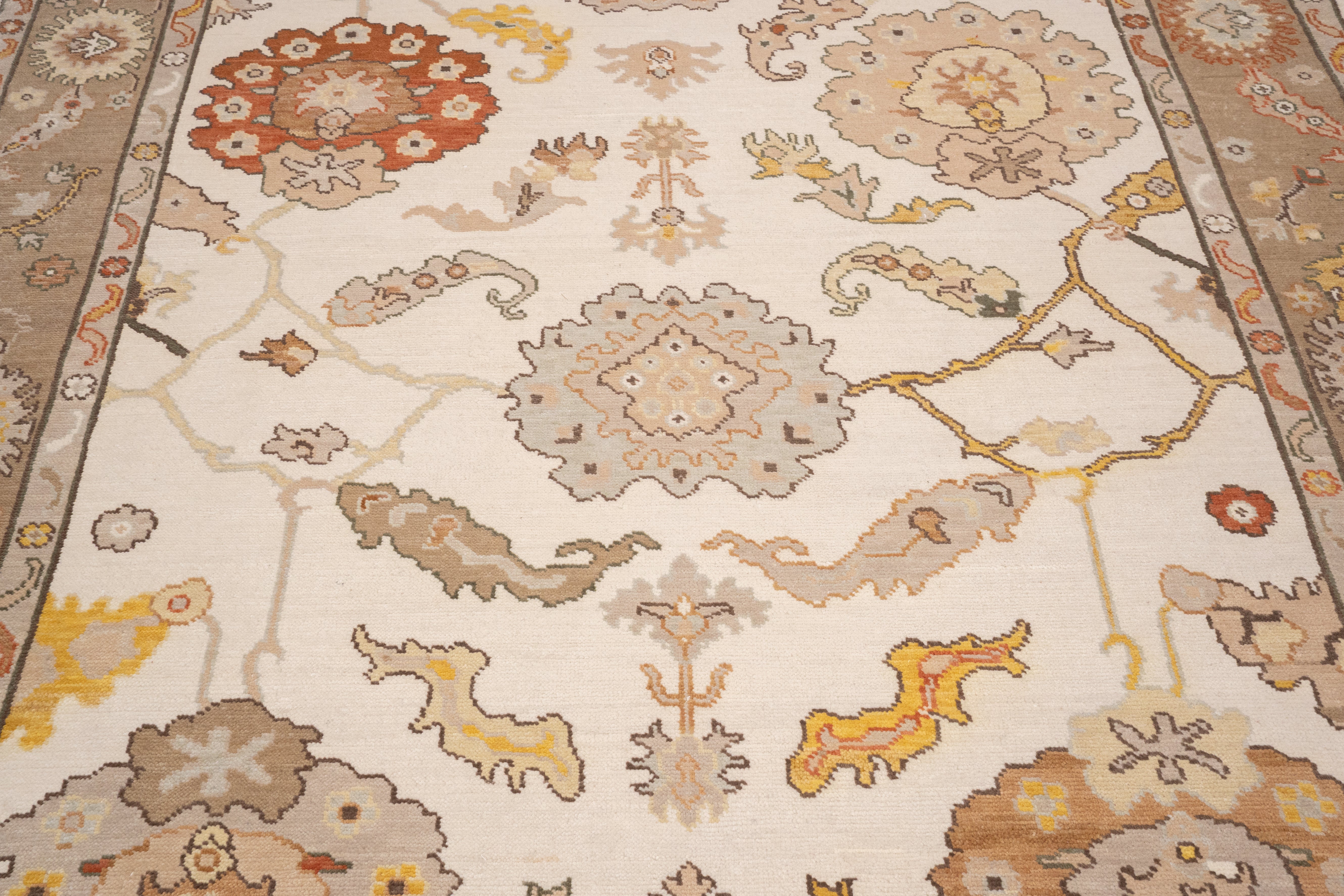 Handknotted Carpet, DIA- 14 OUSHAK, Almond, Taupe, Copper Red & Sunray