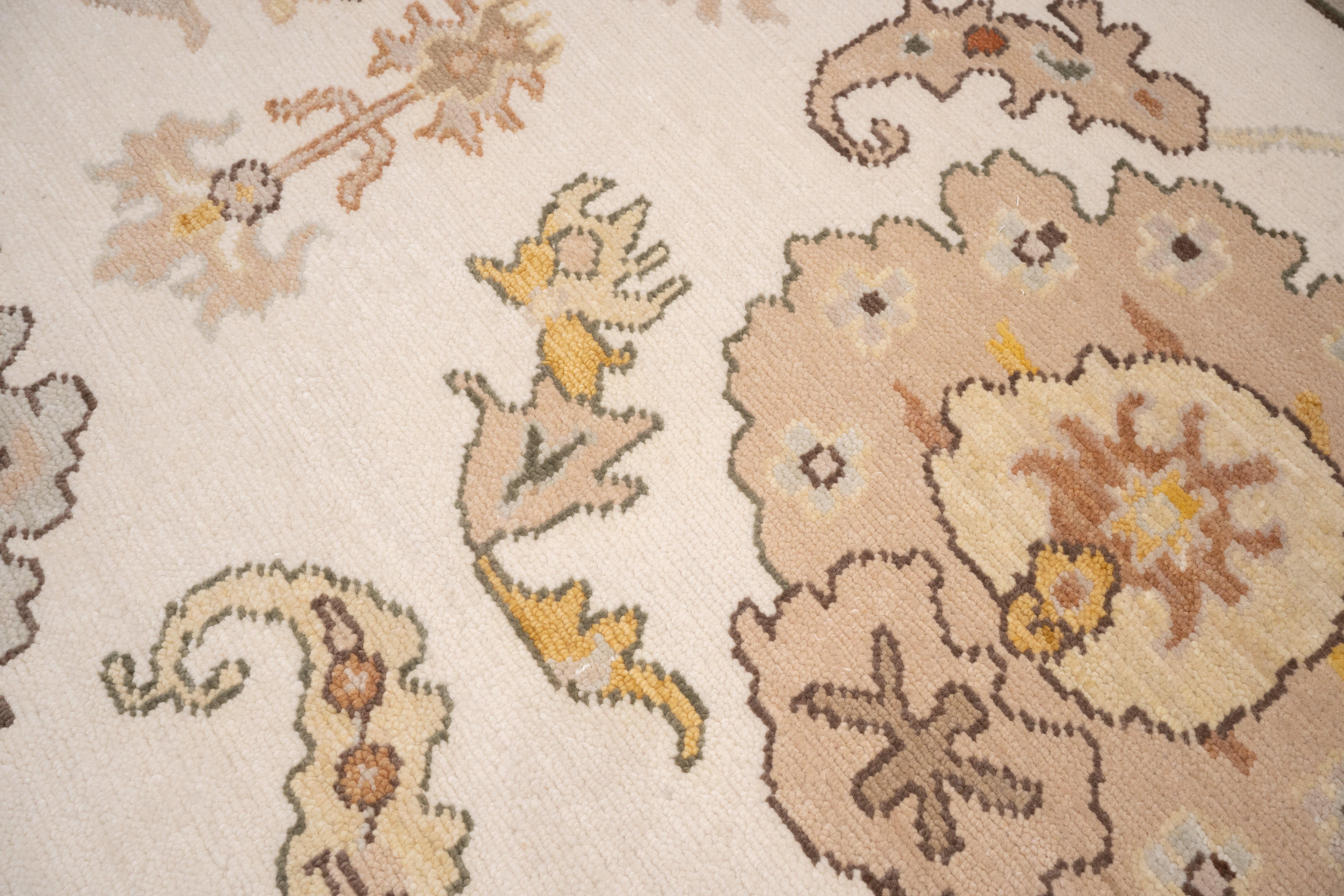 Handknotted Carpet, DIA- 14 OUSHAK, Almond, Taupe, Copper Red & Sunray