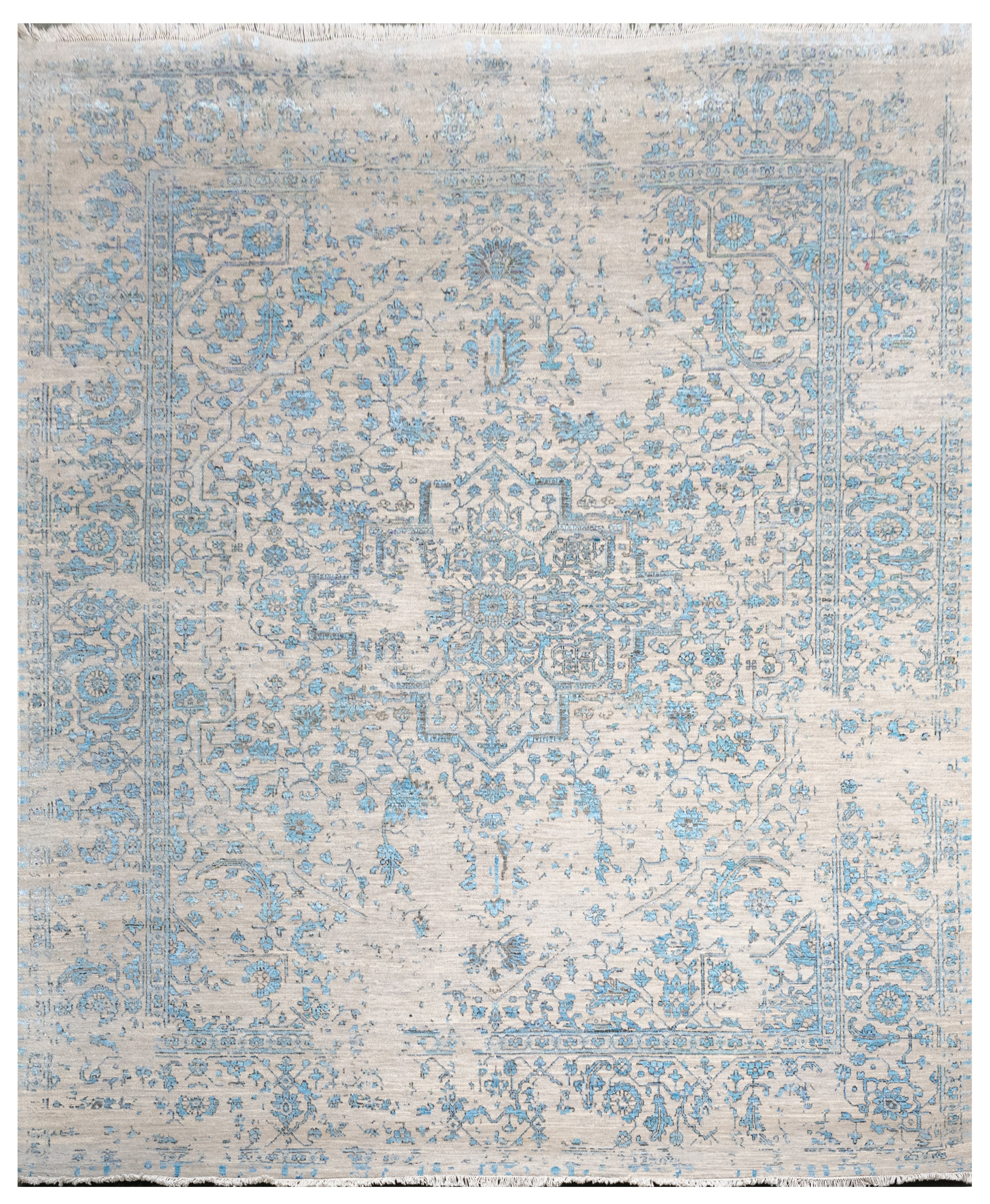 Handknotted Carpet, DIA: 1411 SERAPI, Silver & Aqua