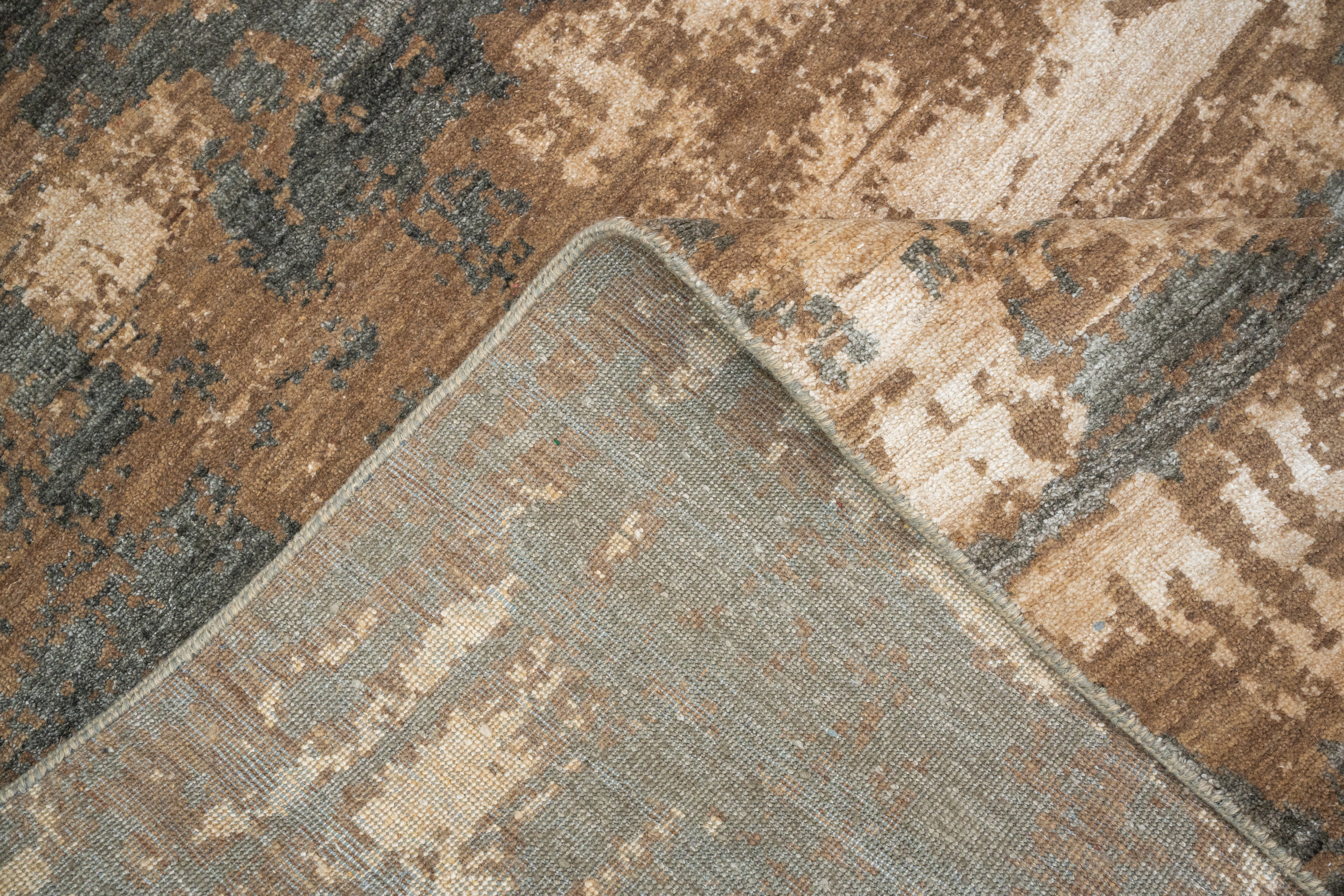 Abstract Design  Handknotted Carpet DIA- 1465 GALAXY 23,  Tan, Café Au Lait & Olive Drab Camouflage