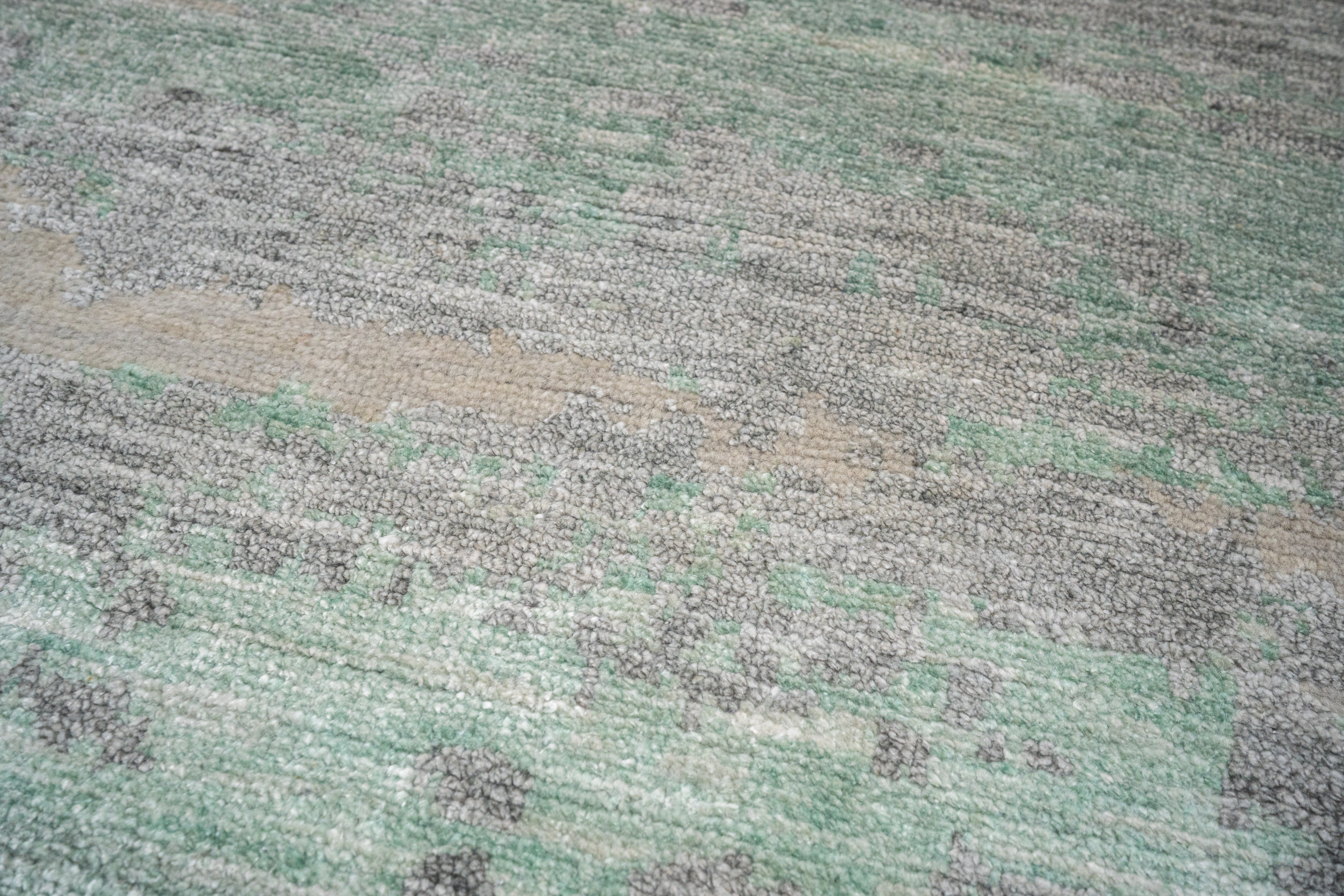 Abstract Handknotted Carpet DIA- 1477 GALAXY 23,  Timberwolf, Laurel Green & Sonic Silver