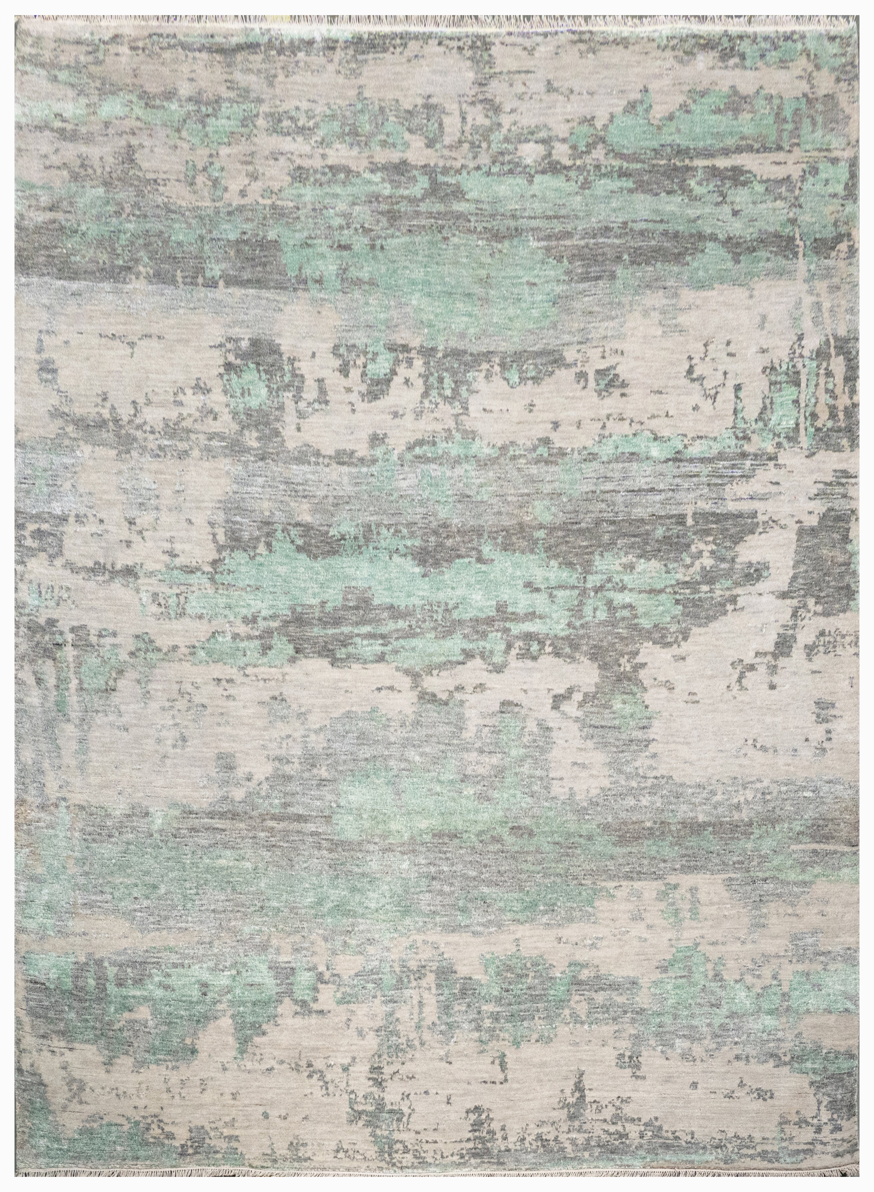 Abstract Handknotted Carpet DIA- 1477 GALAXY 23,  Timberwolf, Laurel Green & Sonic Silver