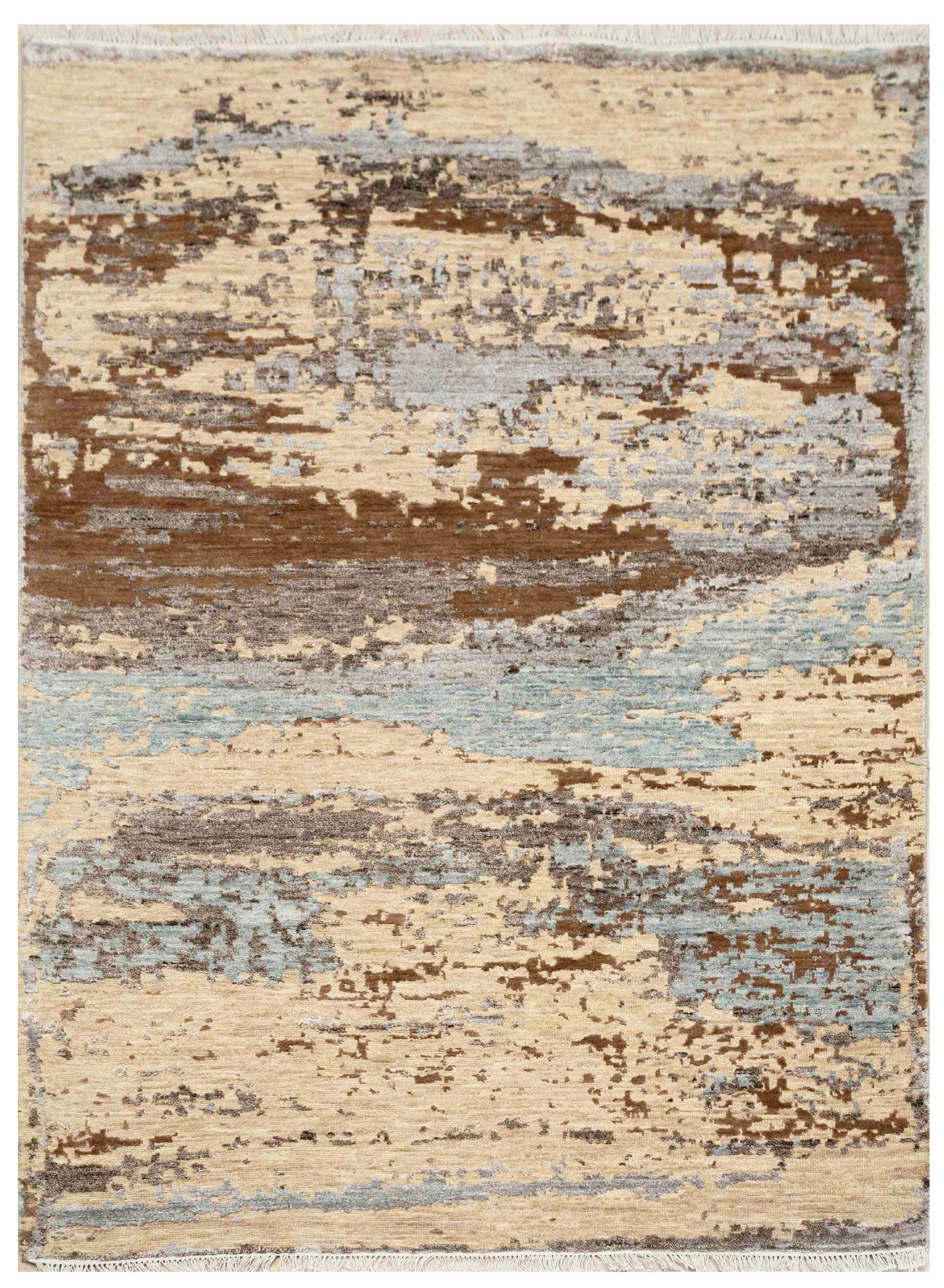Handknotted Carpet DIA: 1527 FLOOR,  Tan, Café Noir & Sonic Silver