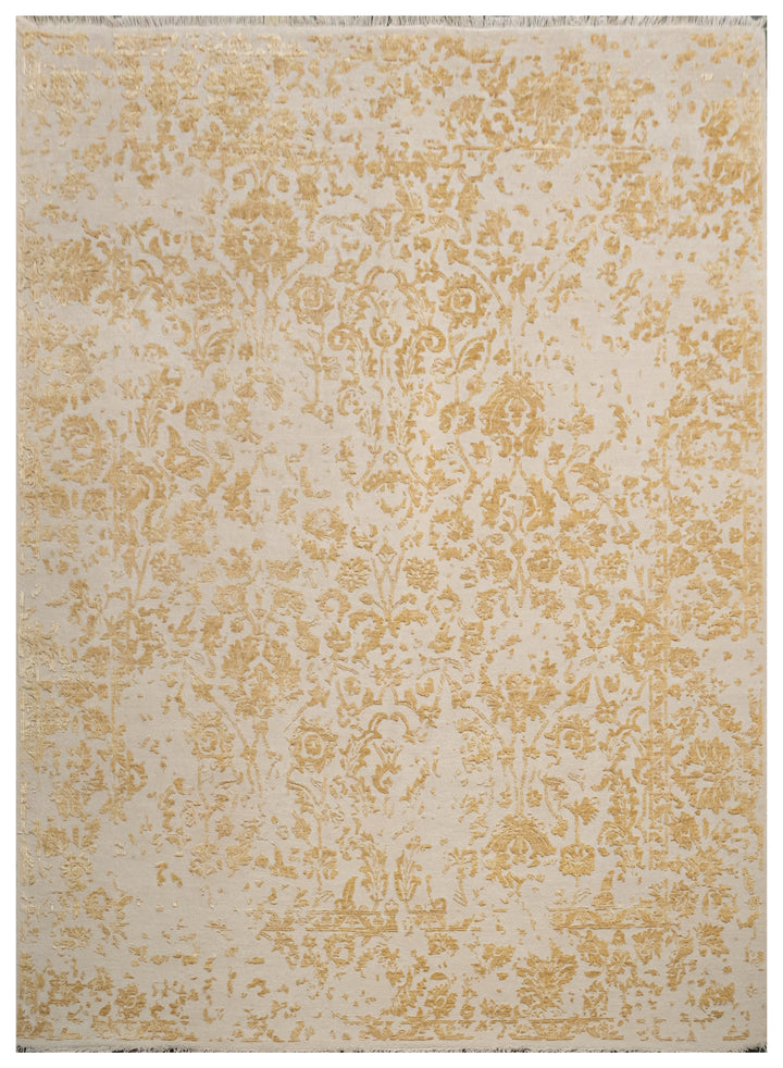 Handknotted Carpet DIA- 154 M28, Ivory & Gold