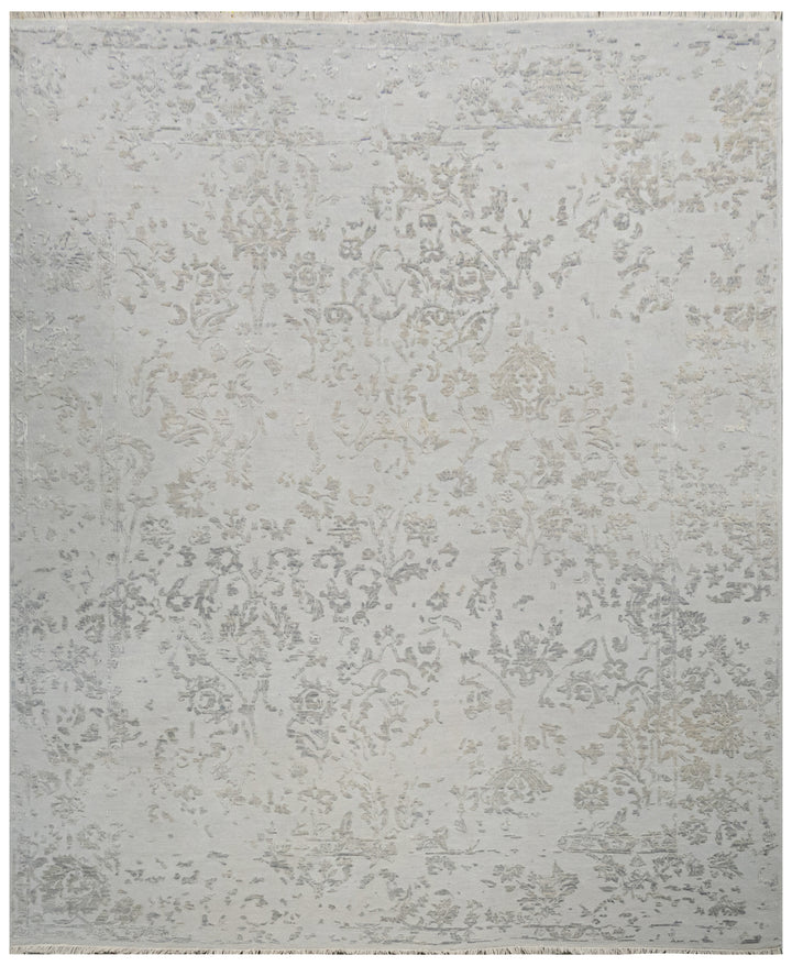 Handknotted Rug  DIA- 155 M-28 Argent & Titanium