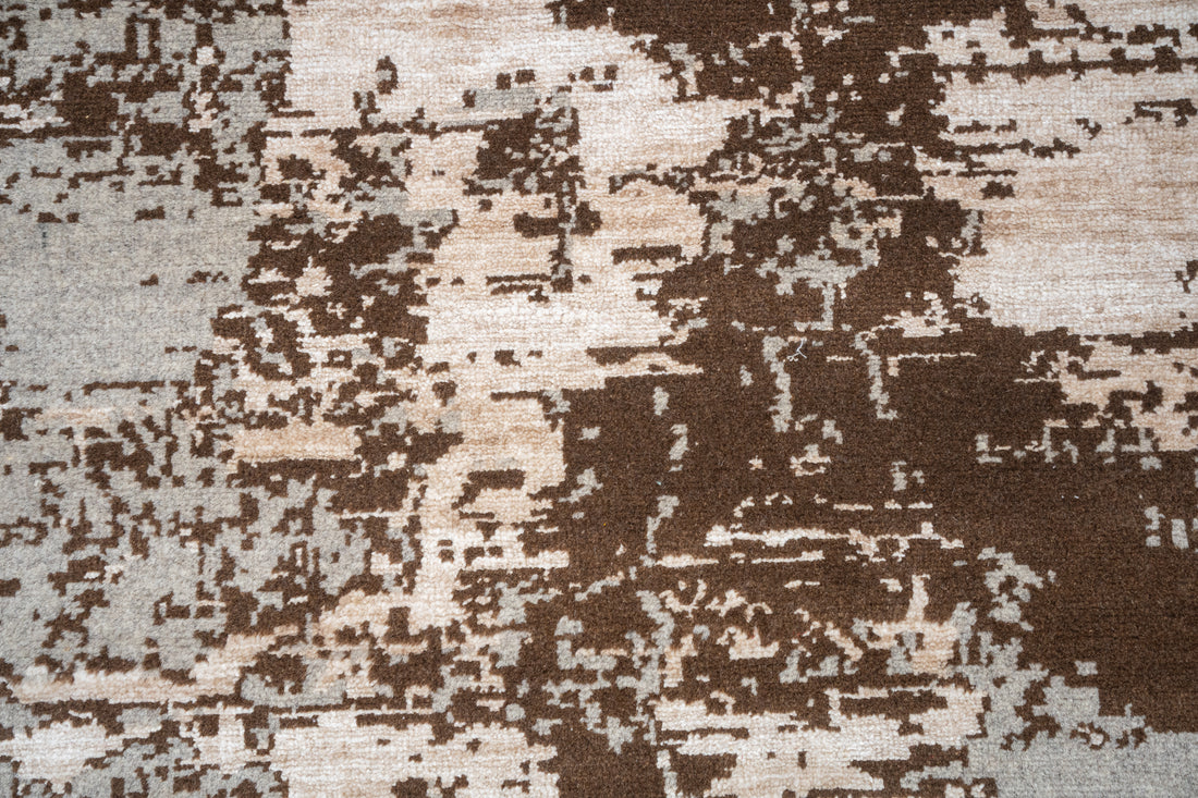 Abstract Design  Handknotted Carpet DIA- 1551 GALAXY 25, Pastel Gray, Coffee & Pale Silver