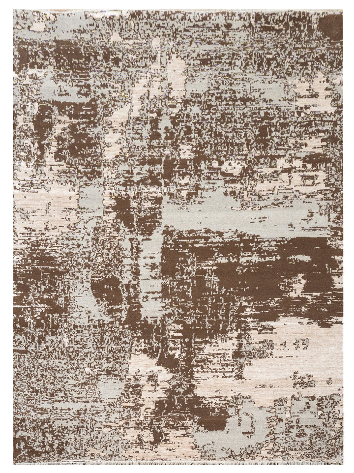 Abstract Design  Handknotted Carpet DIA- 1551 GALAXY 25, Pastel Gray, Coffee & Pale Silver