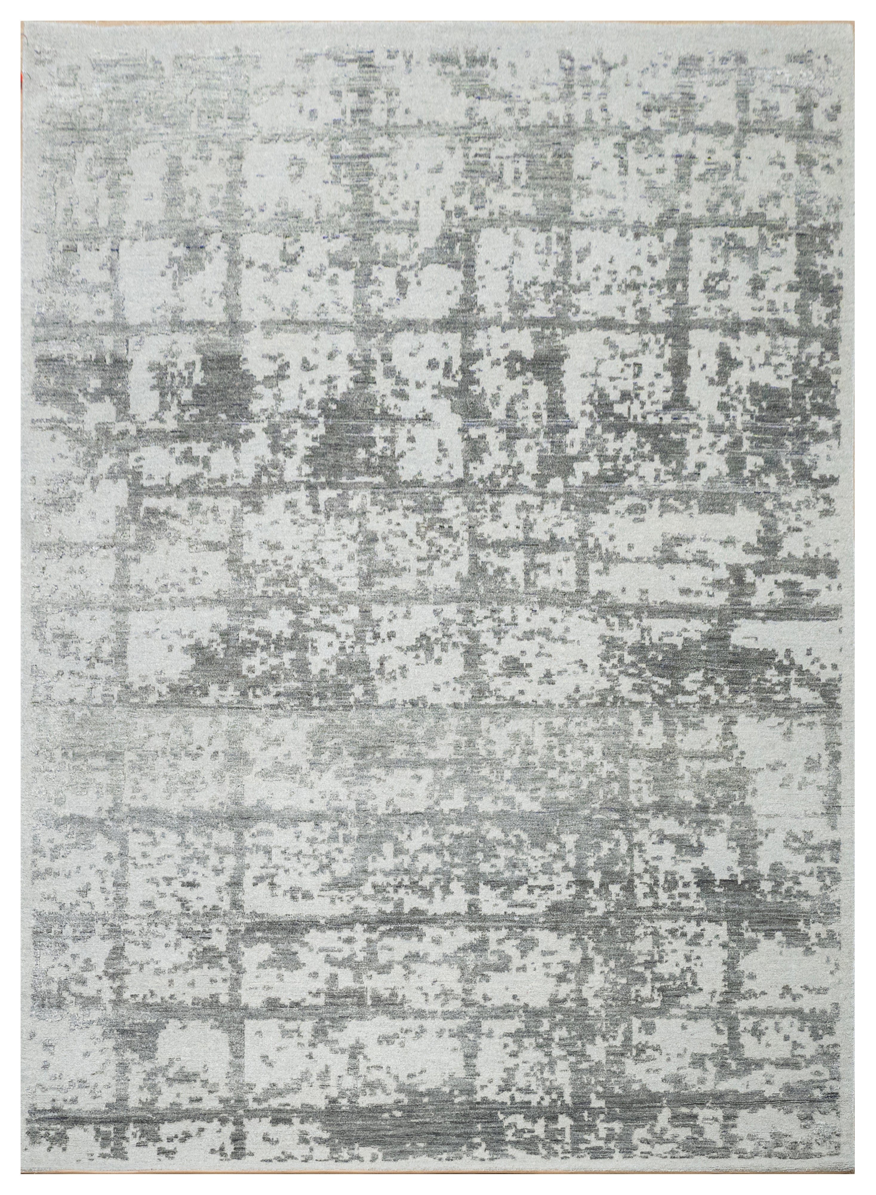 Handknotted Carpet, DIA- 159 CHECK, Silver Sand & Granite Gray